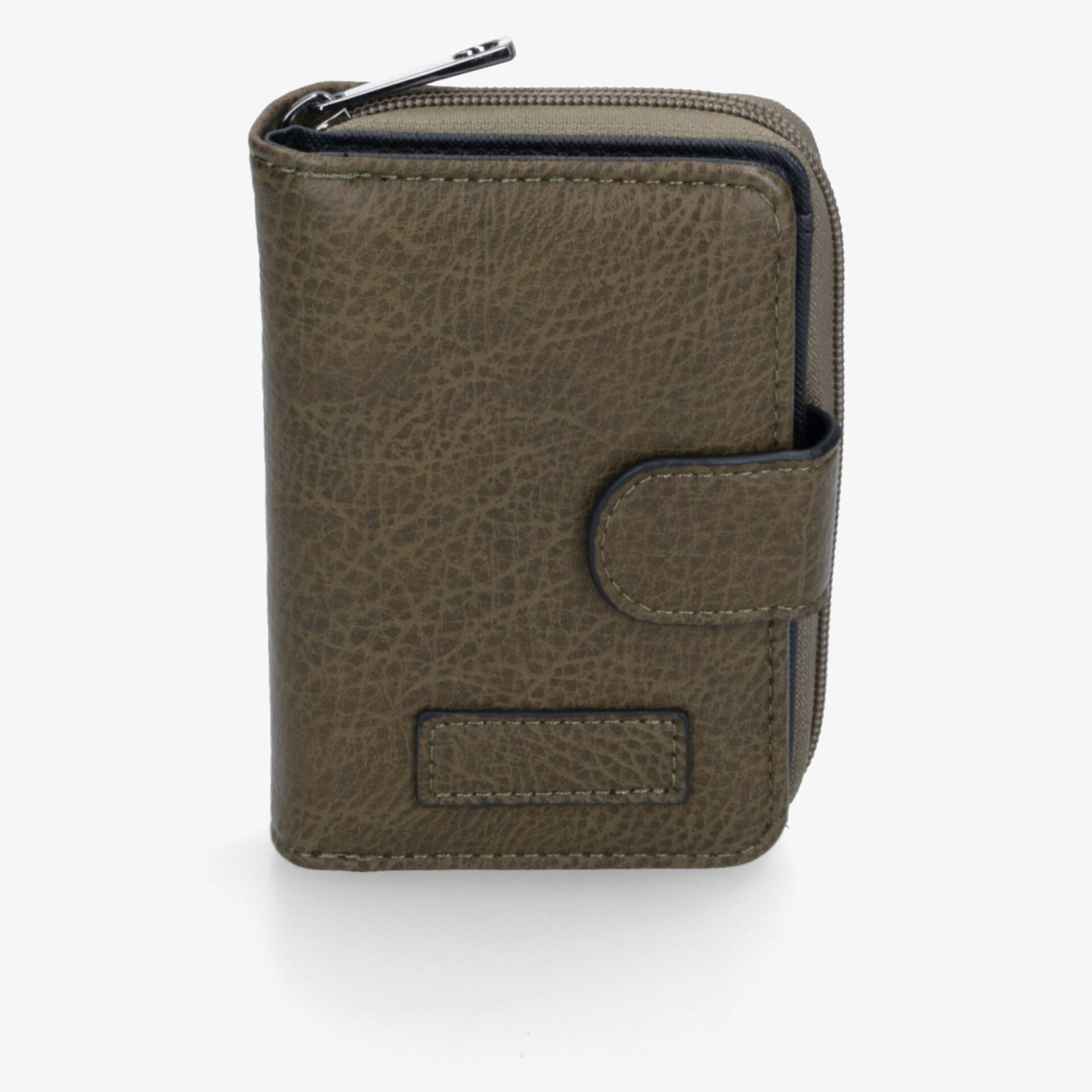 Kompakte Geldbörse mit Reißverschluss und Schließlasche, robustes Material und praktische Fächer