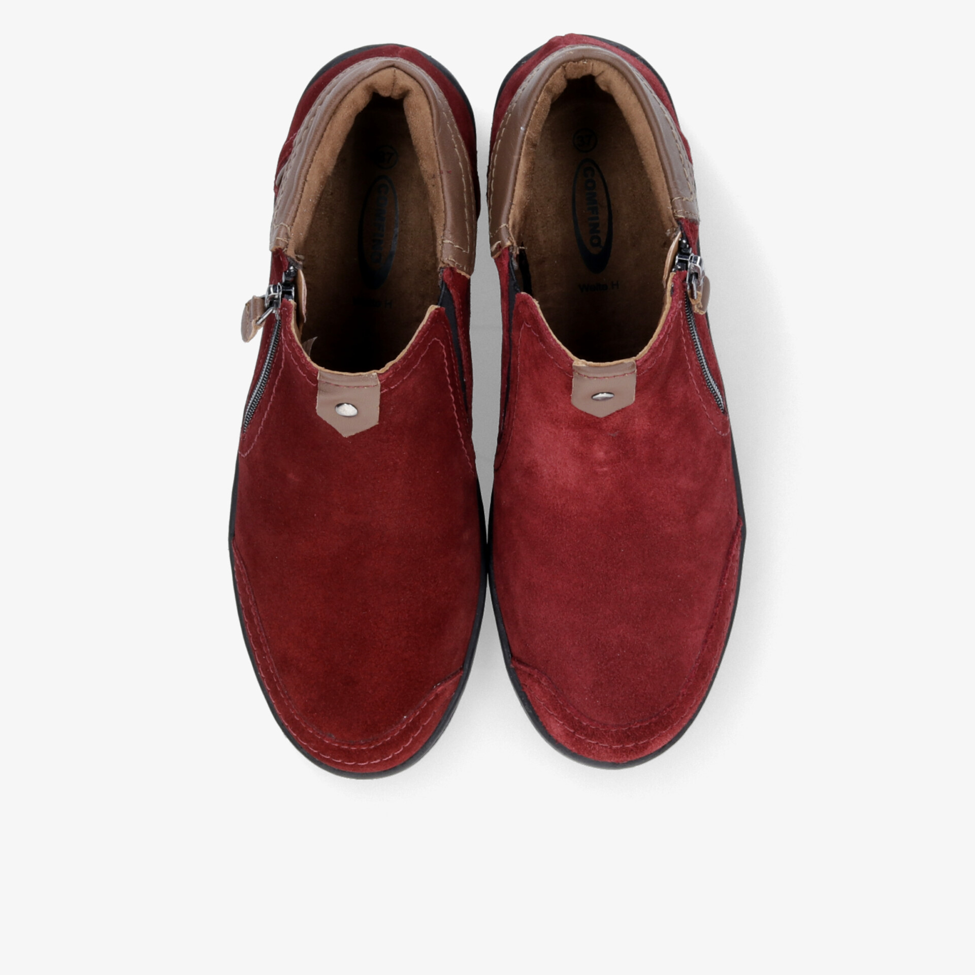 Rotes Leder-Schuhpaar mit Reißverschluss, bequem und robust für vielseitigen modischen Komfort