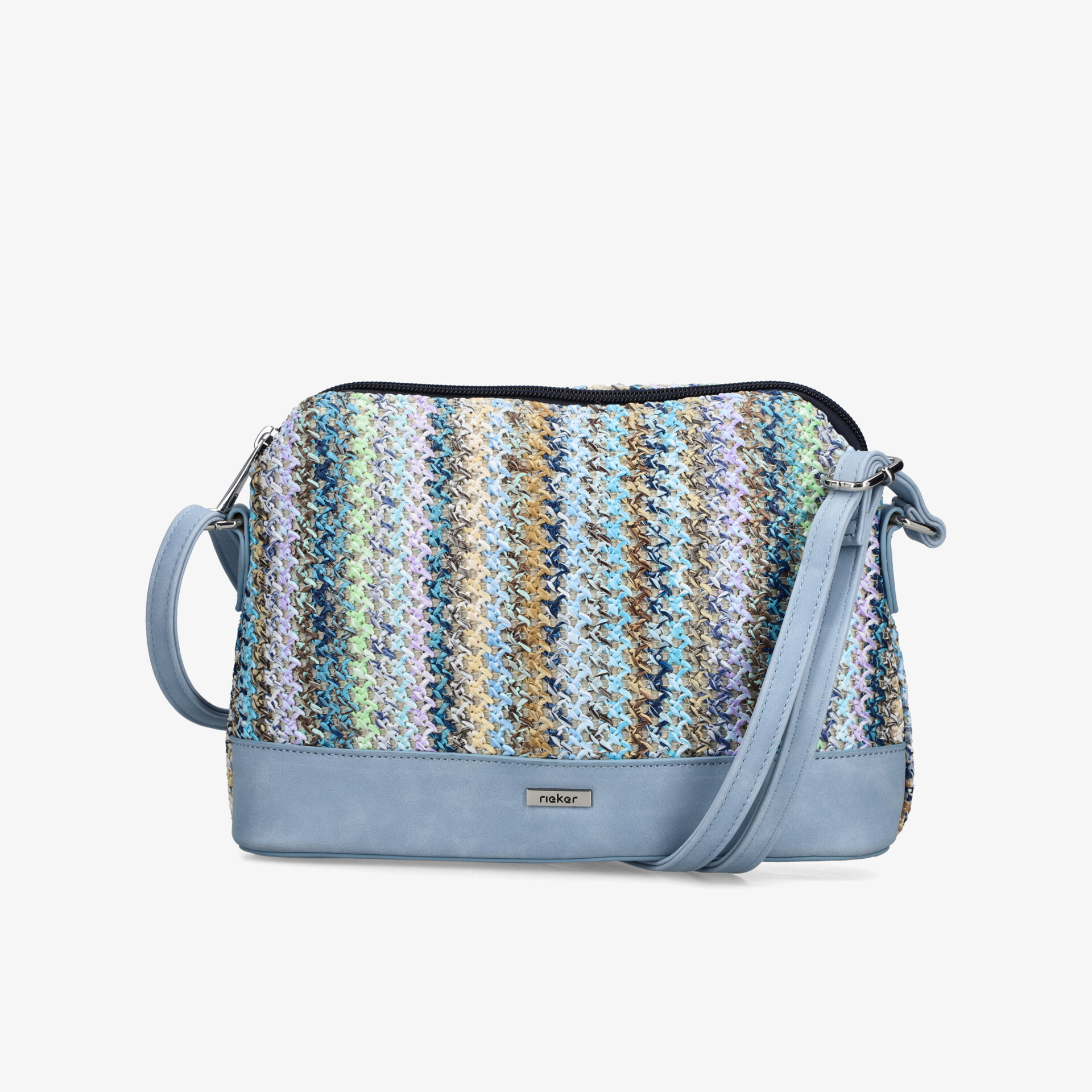 Elegante Umhängetasche mit modernem mehrfarbigem Muster und verstellbarem Riemen in Blau