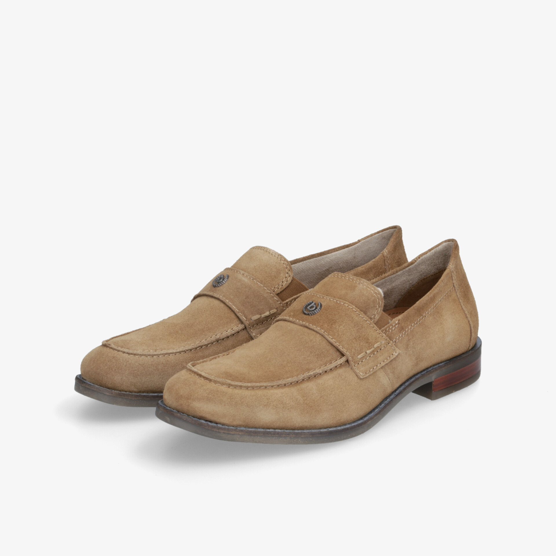 Elegantes Paar beige Loafers aus hochwertigem Wildleder mit gepolsterter Innensohle und rutschfester Sohle