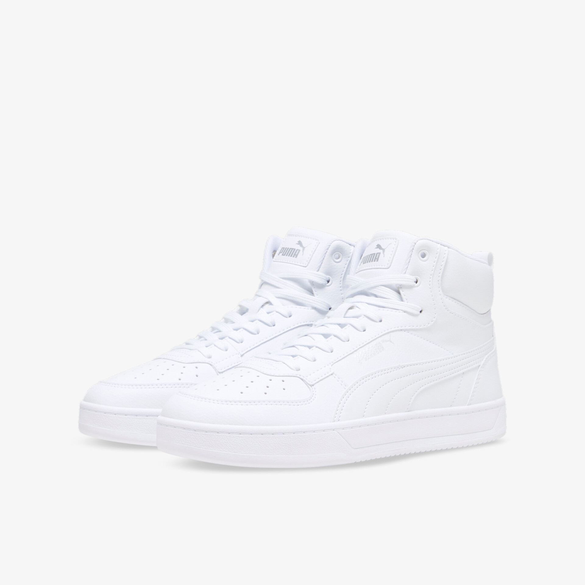 Weiße High-Top-Sneakers mit modernem Design und klassischen Linien, ideal für sportlichen und stilvollen Look.