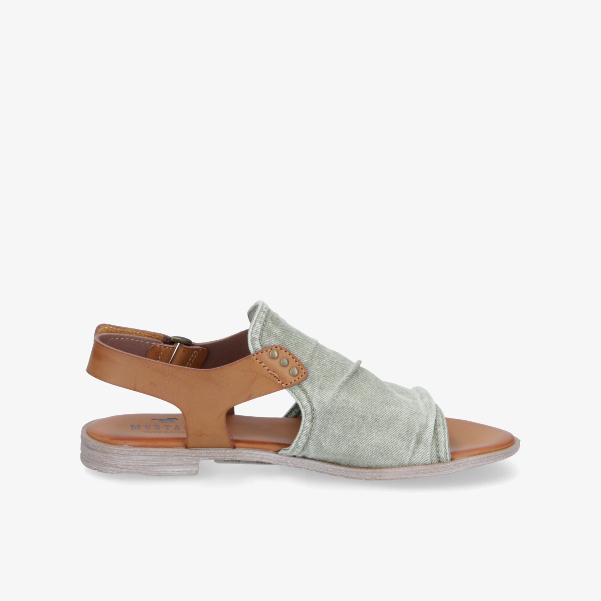 Leichte, bequeme offene Sandale mit verstellbarem Riemen und flexibler Sohle in braun und grau