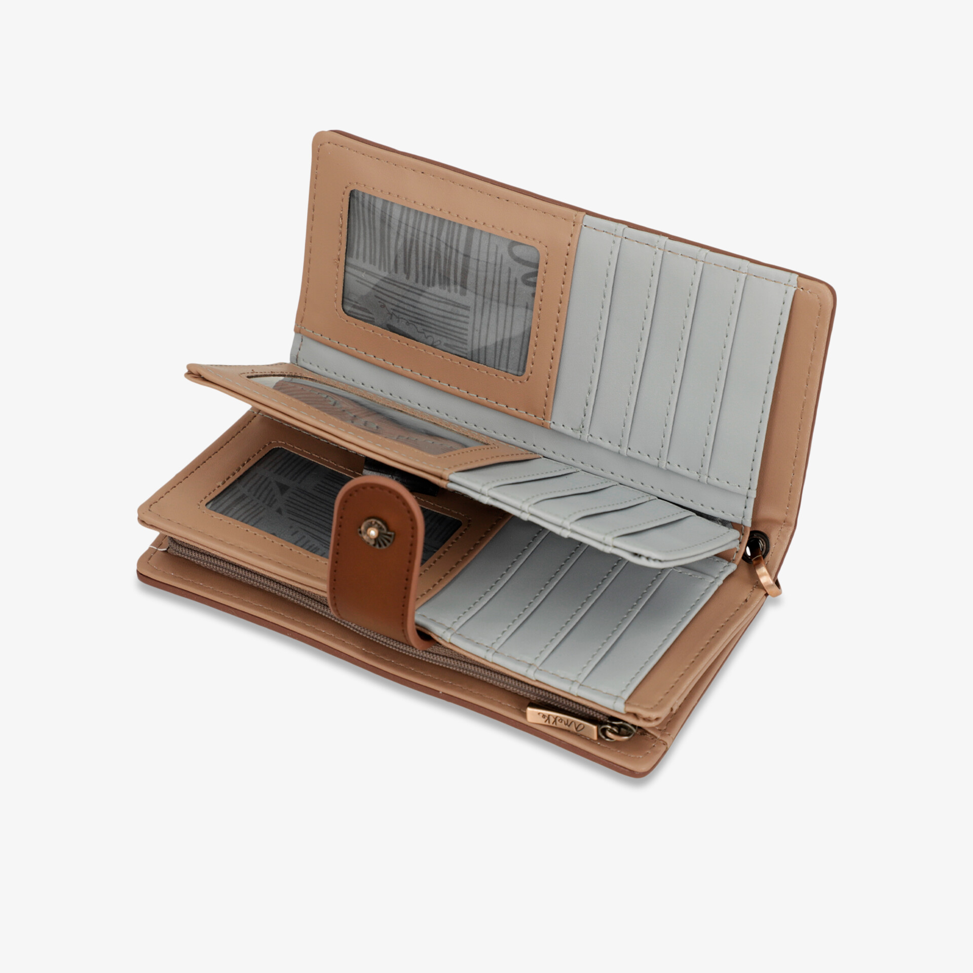 Braune Geldbörse mit mehreren übersichtlichen Kartenfächern und Reißverschluss für sichere Aufbewahrung