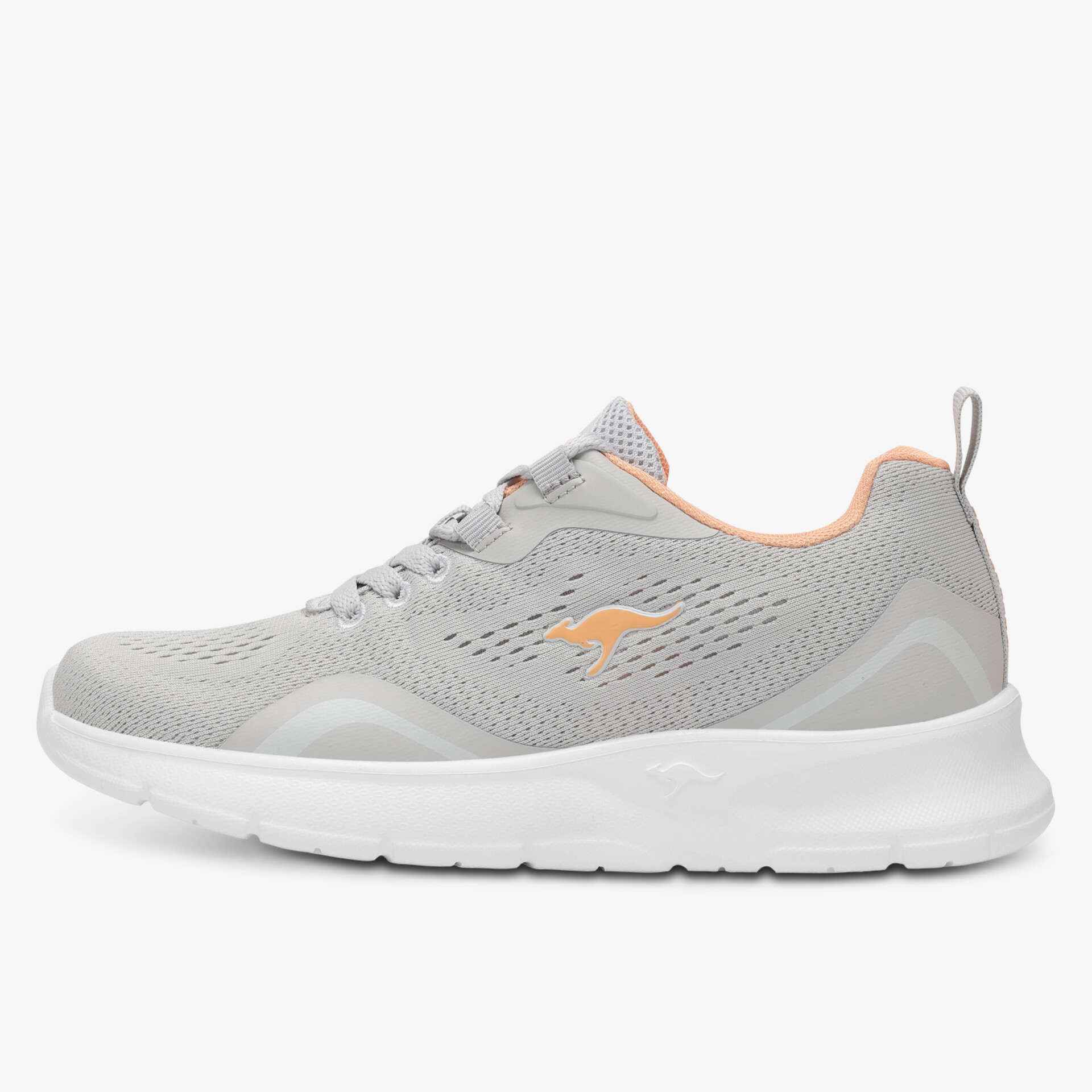 Leichter grauer Sneaker mit atmungsaktivem Mesh und rutschfester weißer Sohle bequemer Schnitt