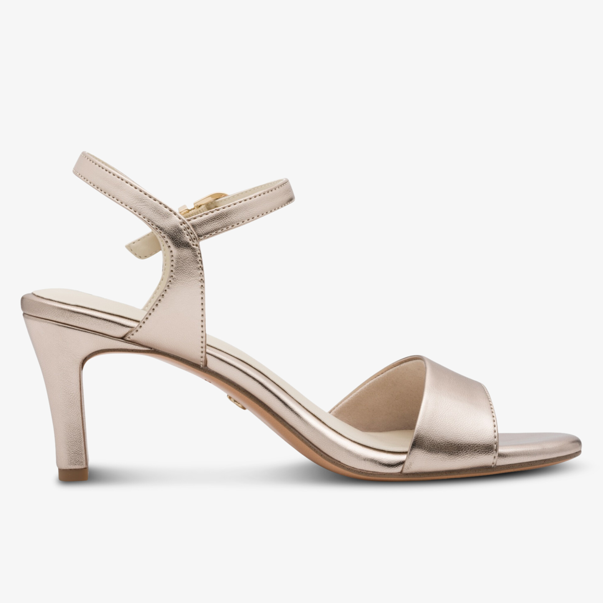 Eleganter Riemchenpumps mit mittelhohem Absatz und offenem Zehenbereich in hochwertiger Lederoptik