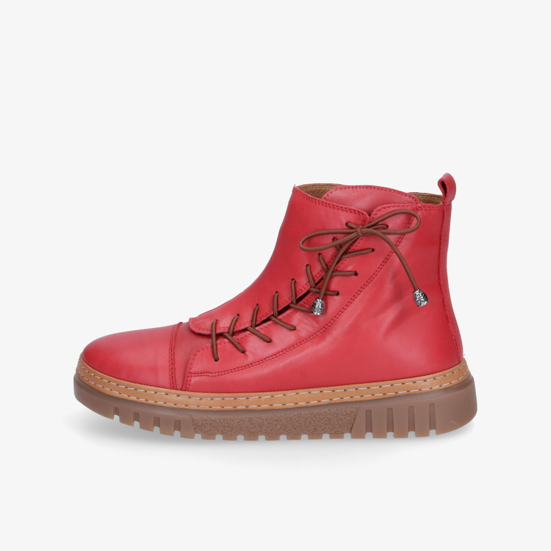 rote High-Top-Sneaker mit robuster Gummisohle und komfortabler Schnürung, perfekte Passform und hoher Tragekomfort