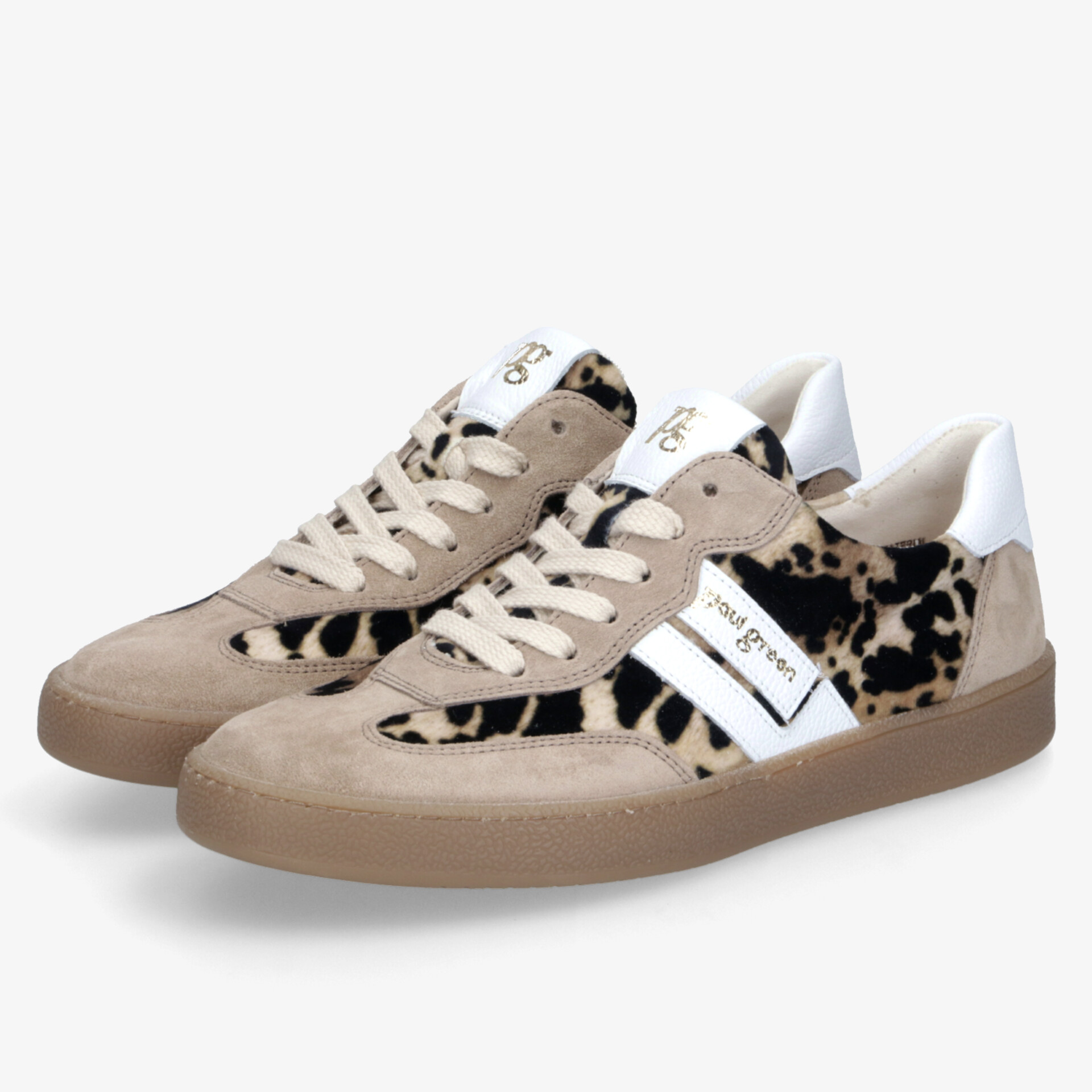 Trendige Sneakers mit Leopardenmuster und Wildleder. Ideal für stilvolle und bequeme Freizeitschritte.