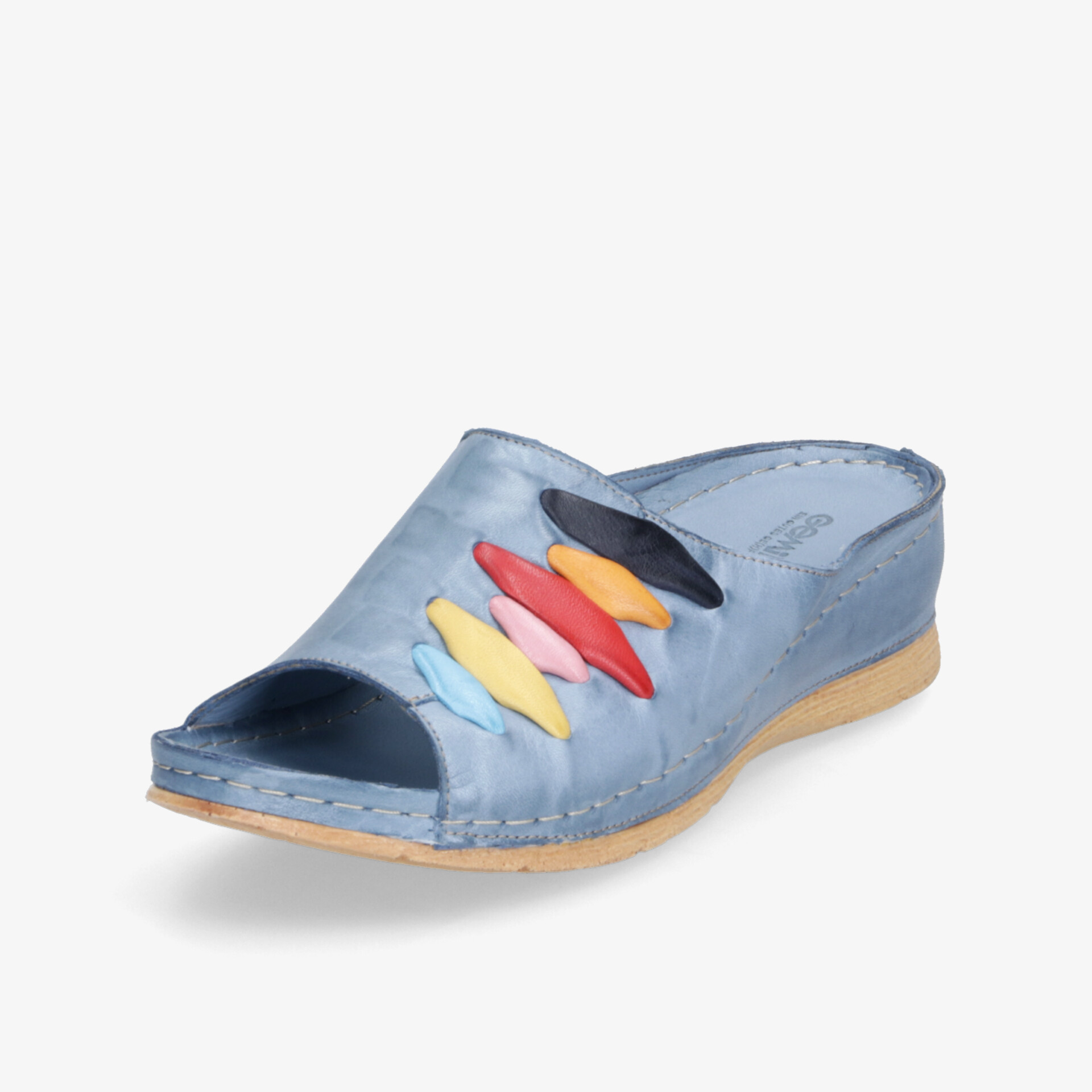 Bequeme, leichte Sandale mit buntem Design und offenem Zeh für sommerliche Tage.