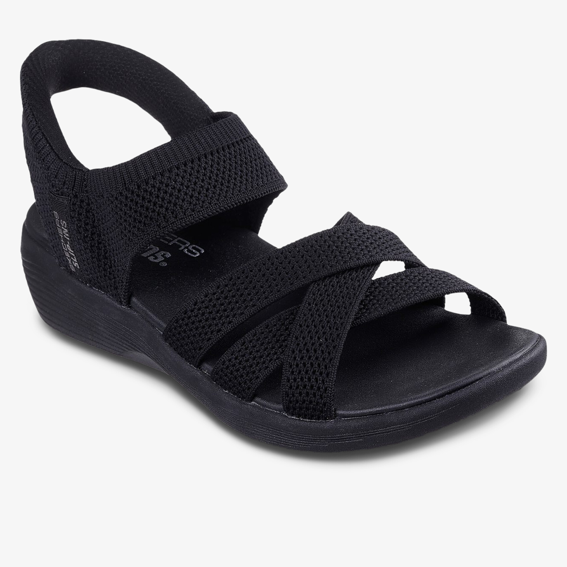 Bequeme schwarze Sandale mit verstellbaren Riemen und strapazierfähiger Sohle. Perfekt für lange Spaziergänge.