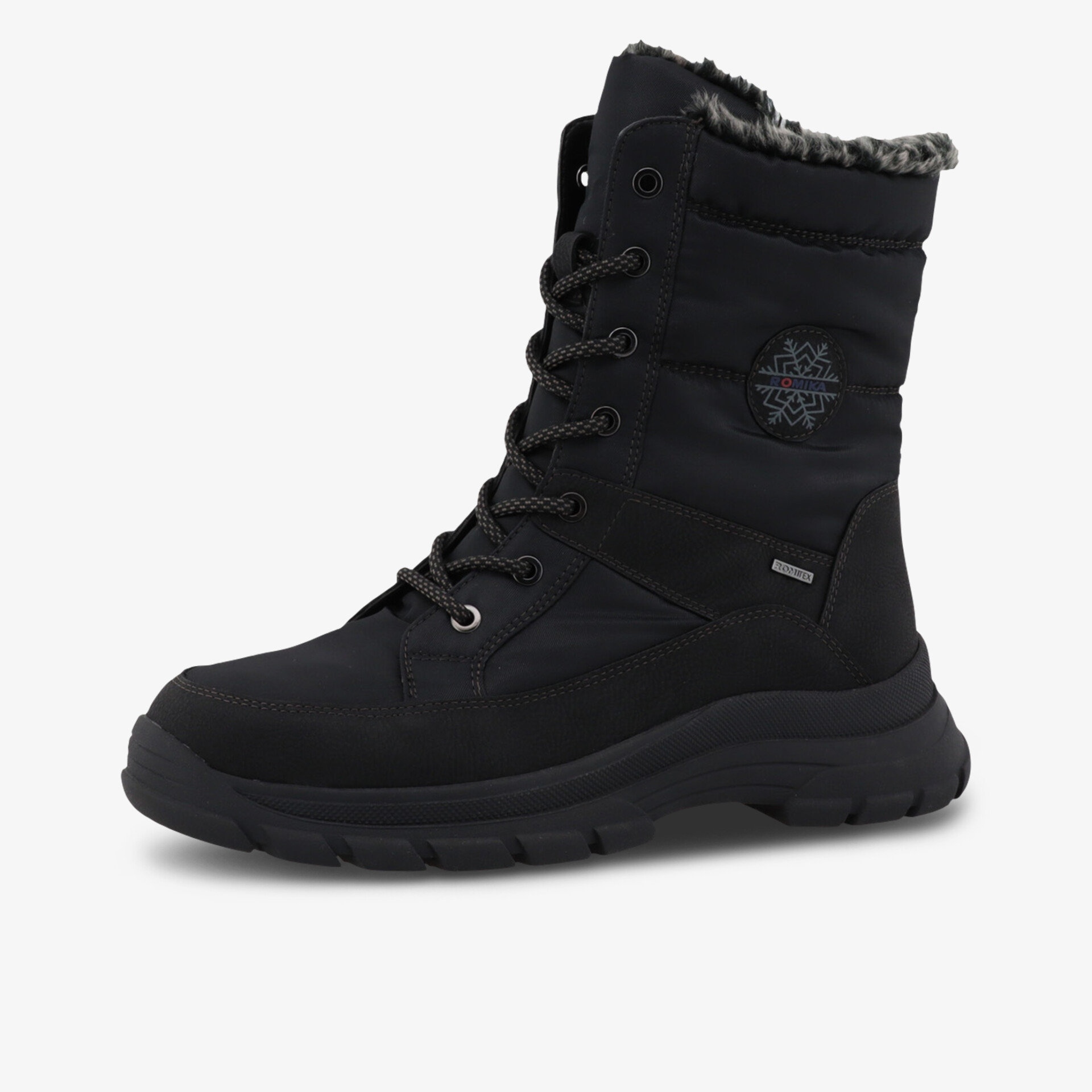 Wasserabweisender, warm gefütterter Winterstiefel mit rutschfester Sohle und robuster Schnürung