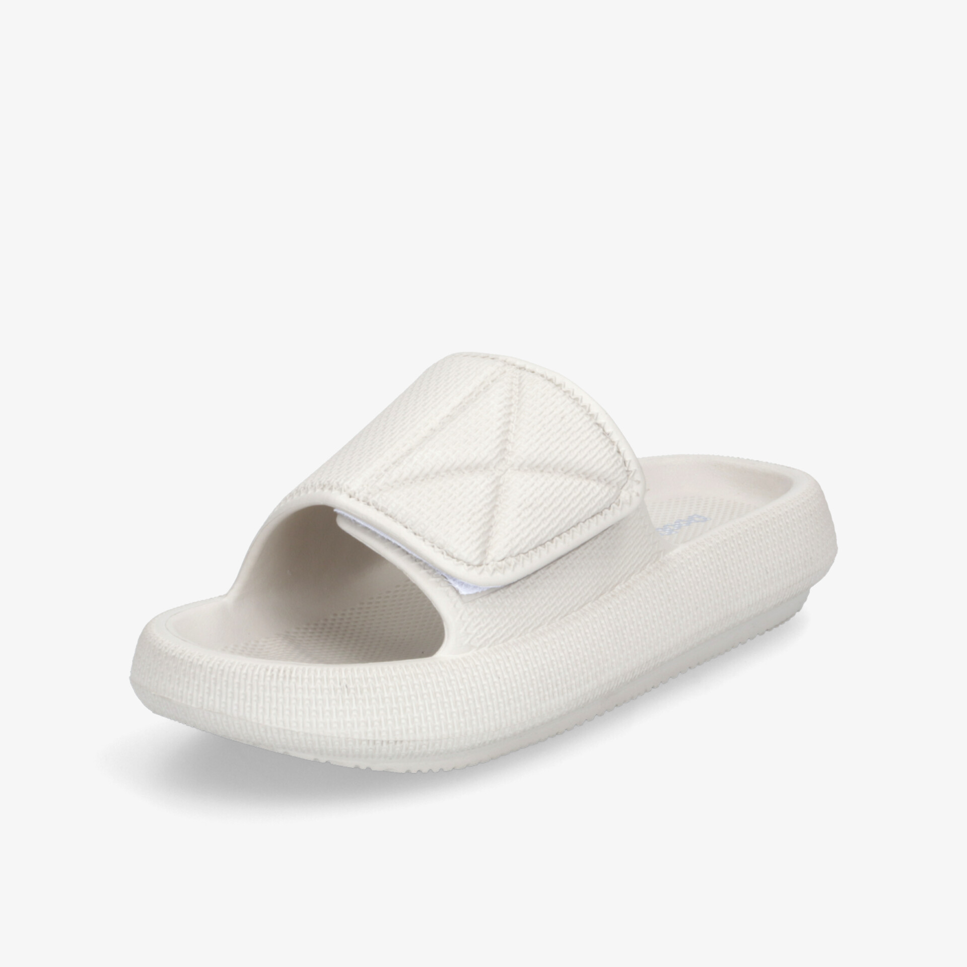 Bequemer weißer Schuh mit verstellbarem Klettverschluss und weicher, rutschfester Sohle für einfaches An- und Ausziehen