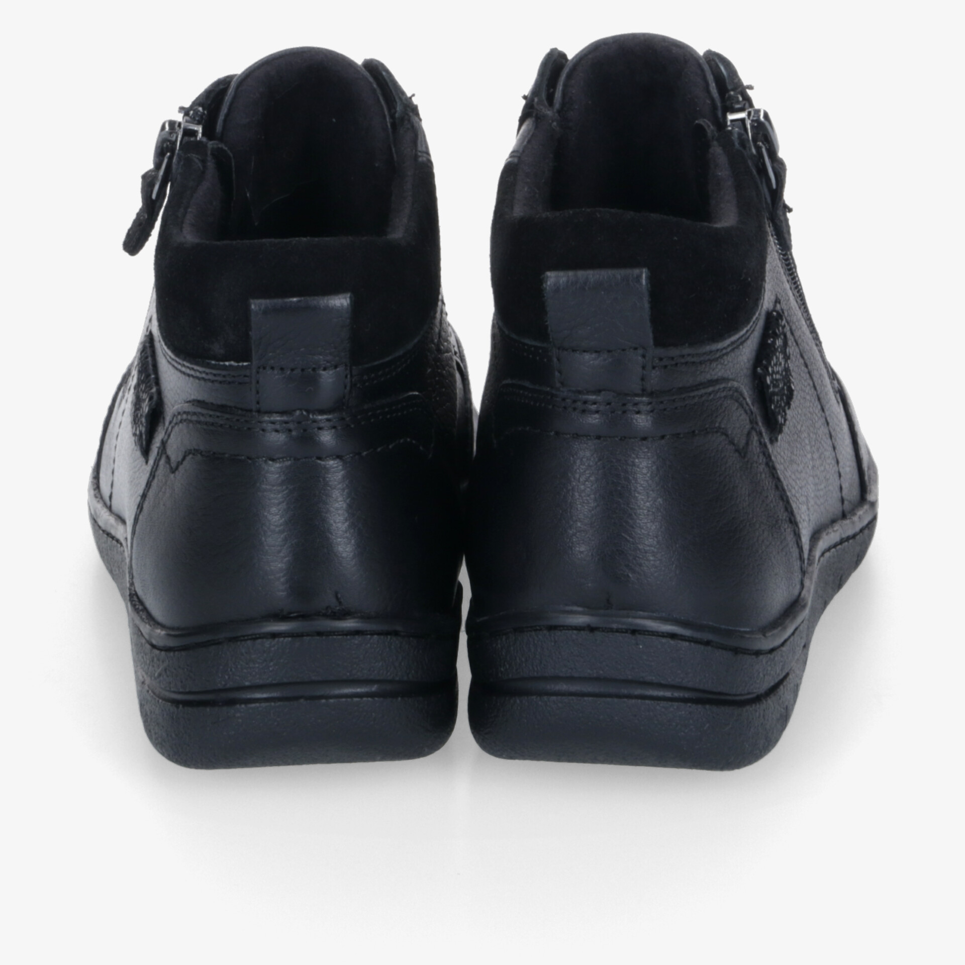 Schwarze Schuhe mit praktischem Reißverschluss und rutschfester Sohle, komfortabel und strapazierfähig