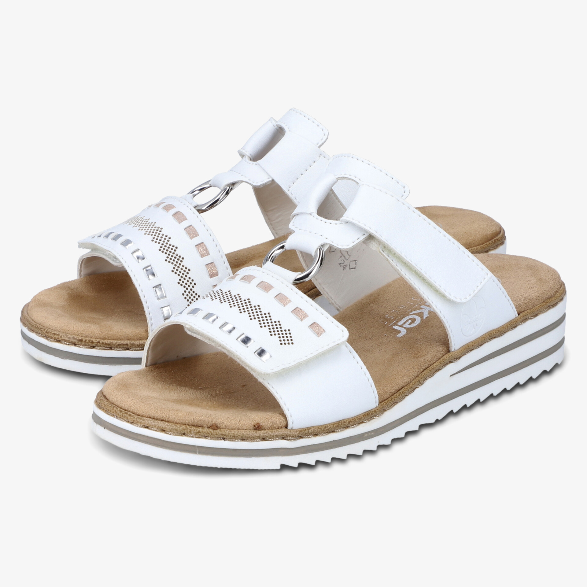 Weißer Sandalen-Slipper mit verstellbarem Riemen und weicher Sohle für bequemen Halt