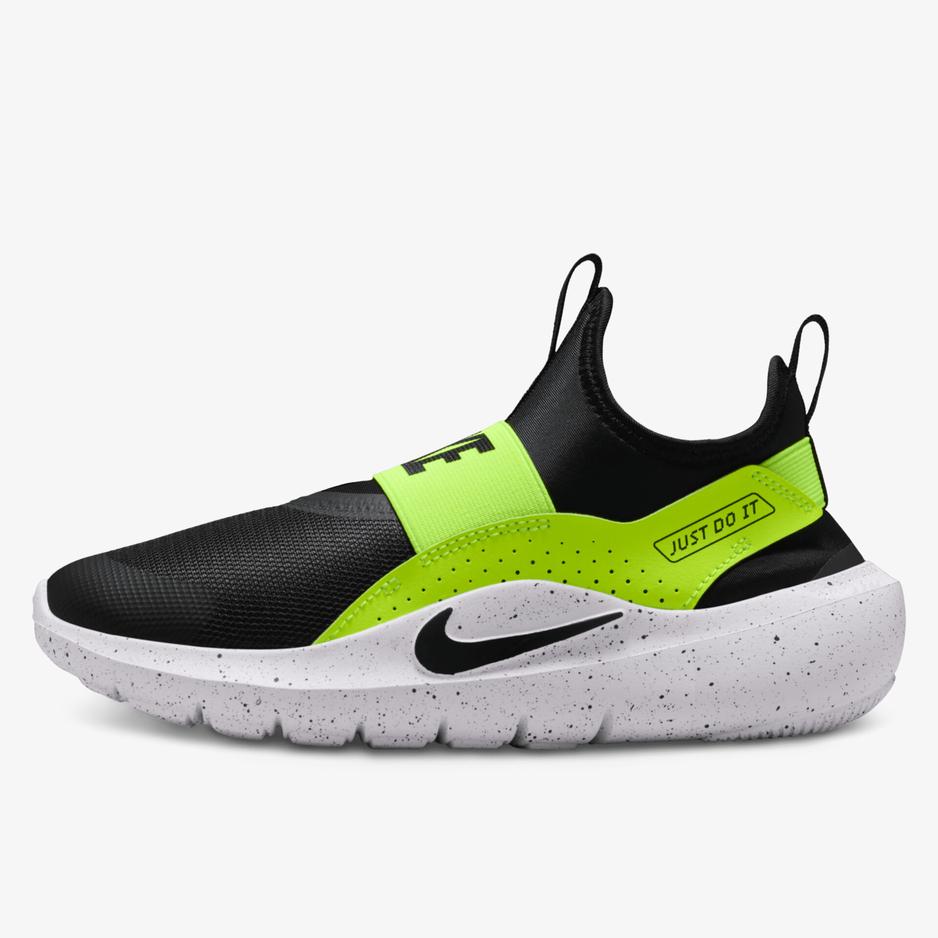 Moderner, leichter Sportschuh mit atmungsaktivem Obermaterial und rutschfester Sohle in Schwarz und Neon