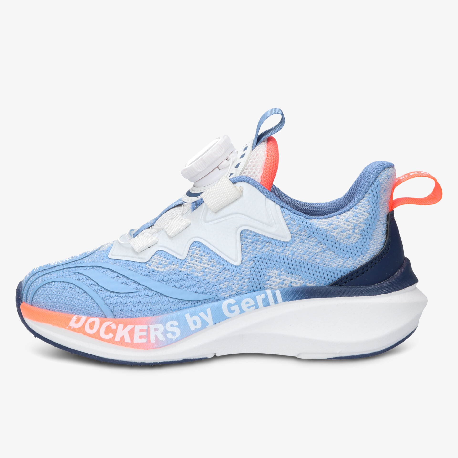 Leichter Sneaker in Blau mit flexiblem Sohlenprofil und atmungsaktivem Obermaterial seitlich sichtbar