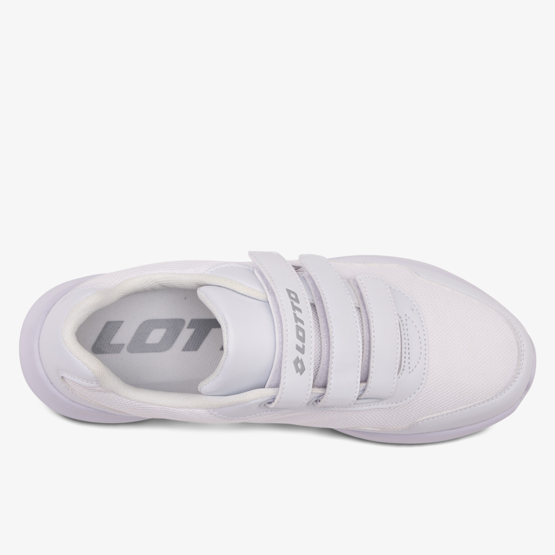 Bequemer weißer Sportschuh mit verstellbaren Klettverschlüssen und rutschfester Sohle