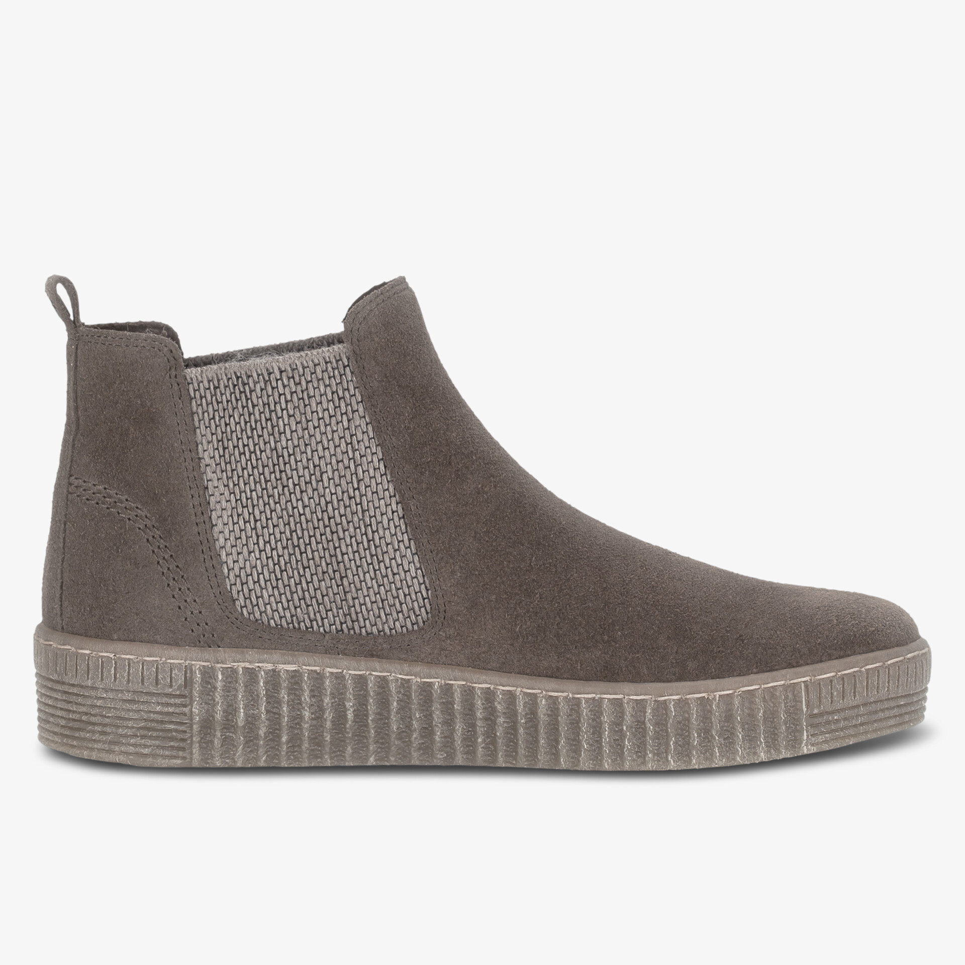 Moderner Chelsea-Stiefel aus weichem Veloursleder mit bequemem Einstieg und rutschfester Gummisohle