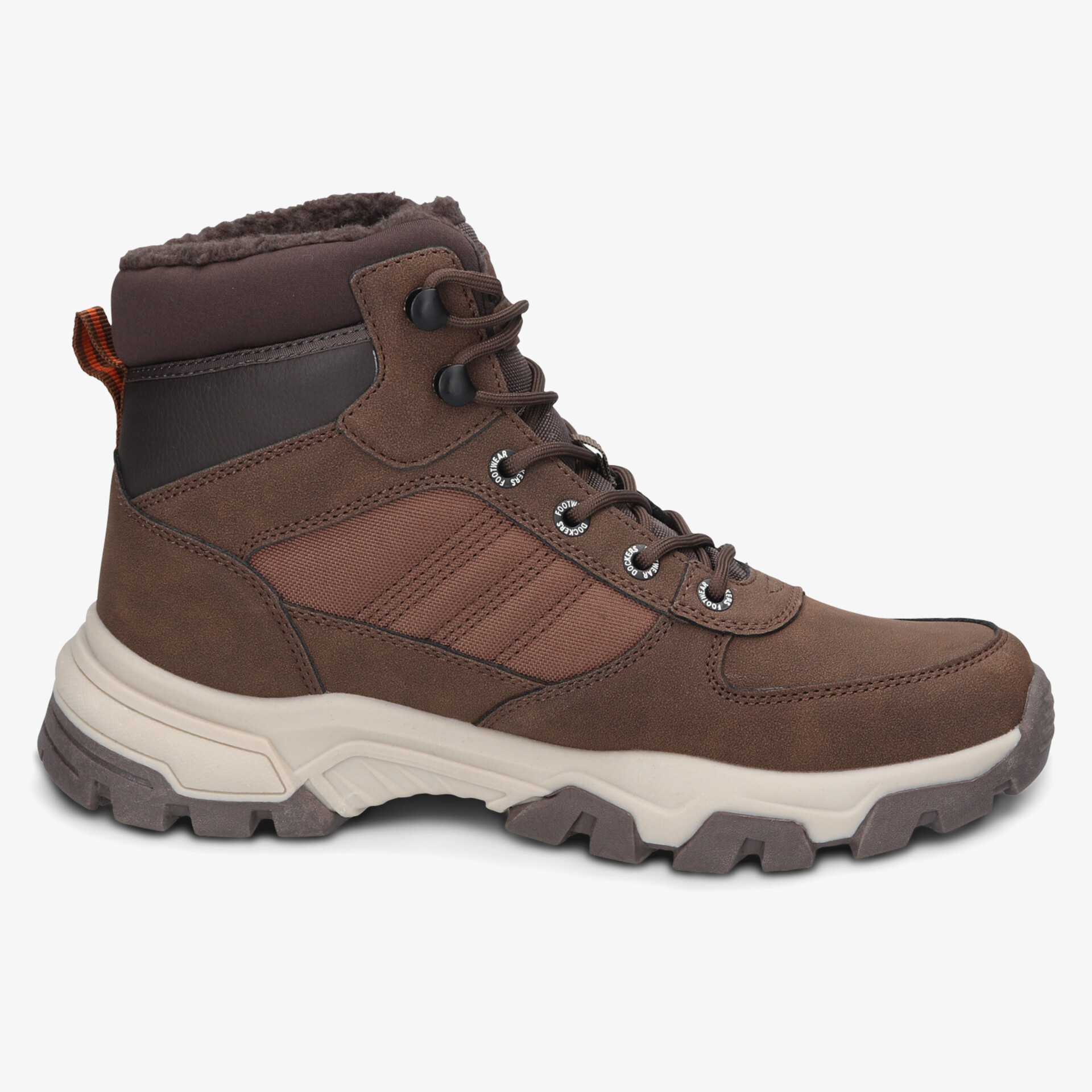 Robuster brauner Outdoor-Schuh mit hohem Schaft und profilierter Sohle für sicheren Halt