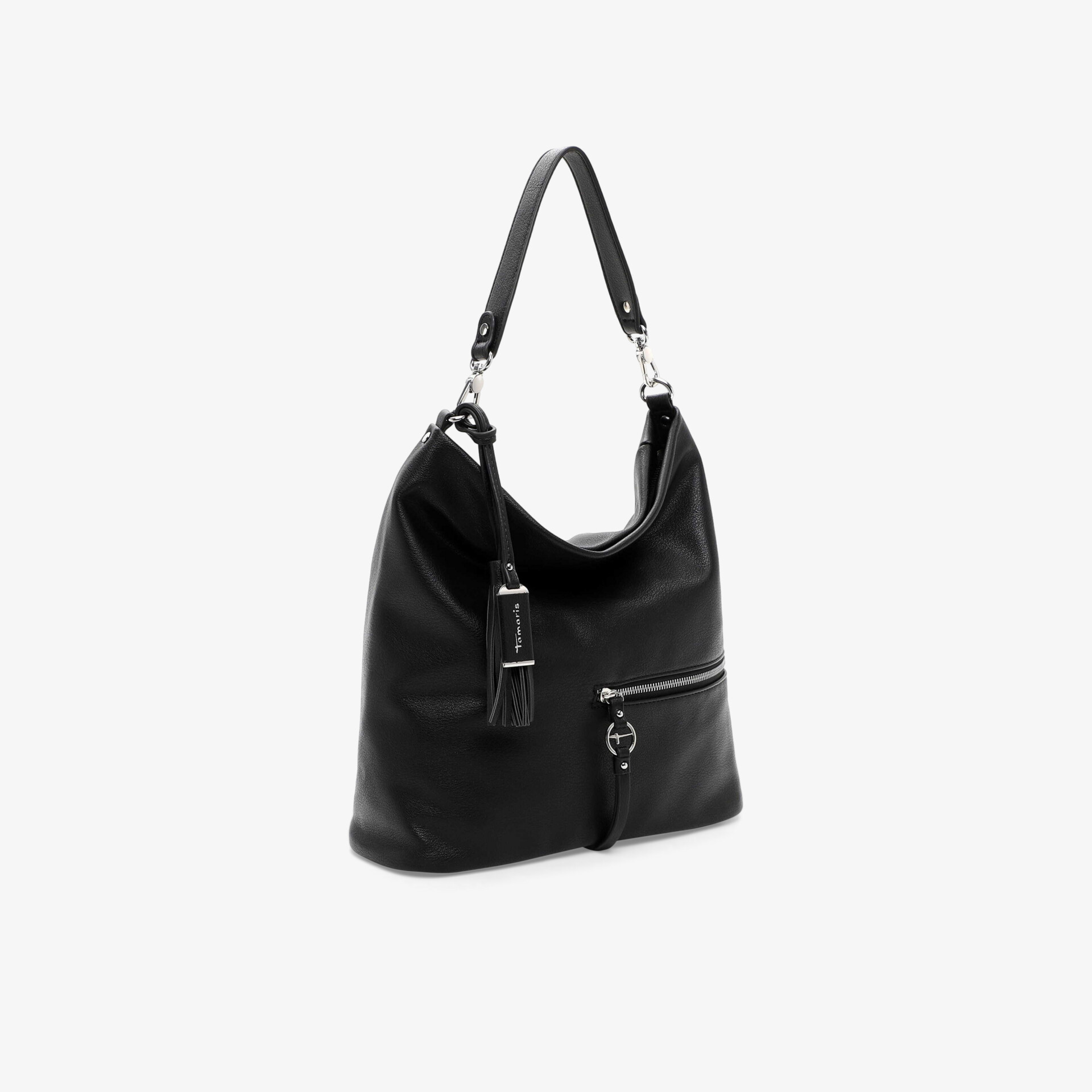 Elegante schwarze Handtasche mit geräumigem Inneren und modernem Design perfekter Begleiter für den Alltag.