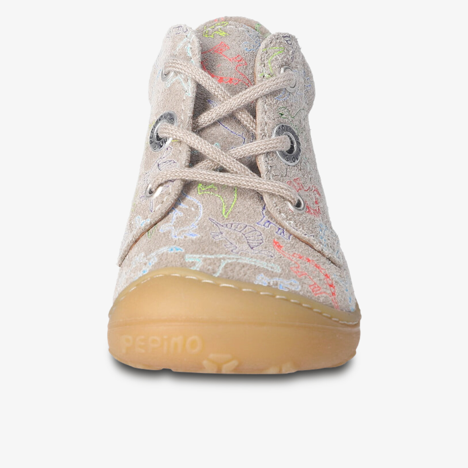 Frontansicht leichter Sneaker mit floralem Design und bequemer Schnürung auf flexibler Sohle