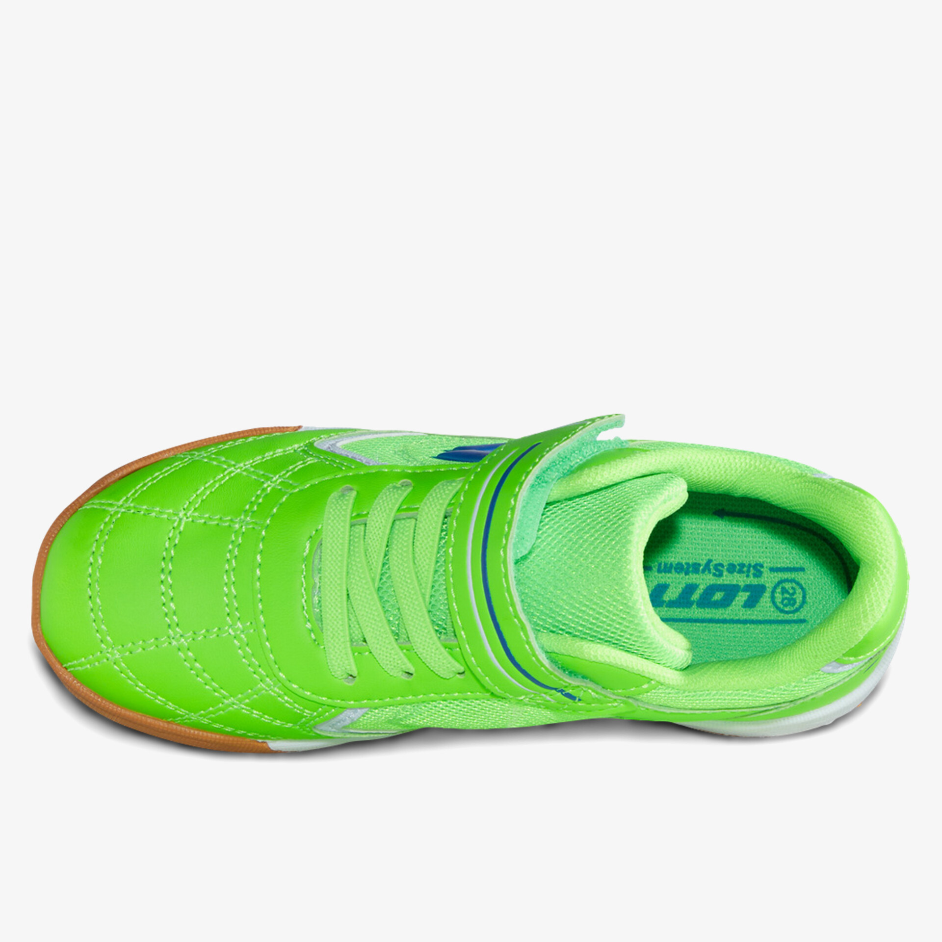 Leichter grüner Schuh mit atmungsaktivem Obermaterial und bequemer Passform, Draufsicht von oben