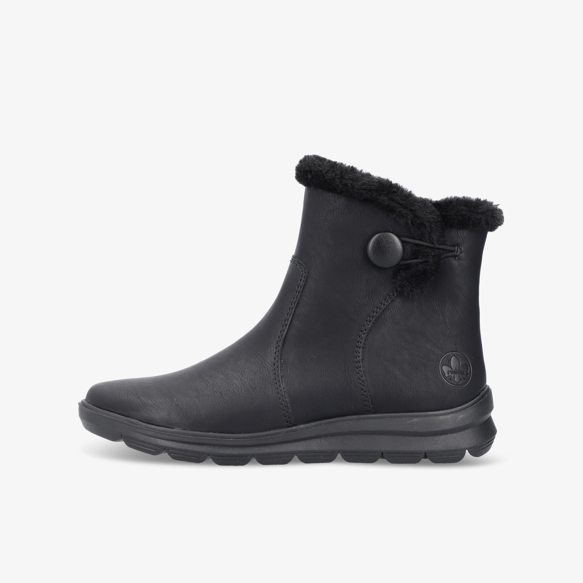 Schwarzer Outdoor-Stiefel mit warmer Innenfütterung und rutschfester Sohle für bequemen und sicheren Halt