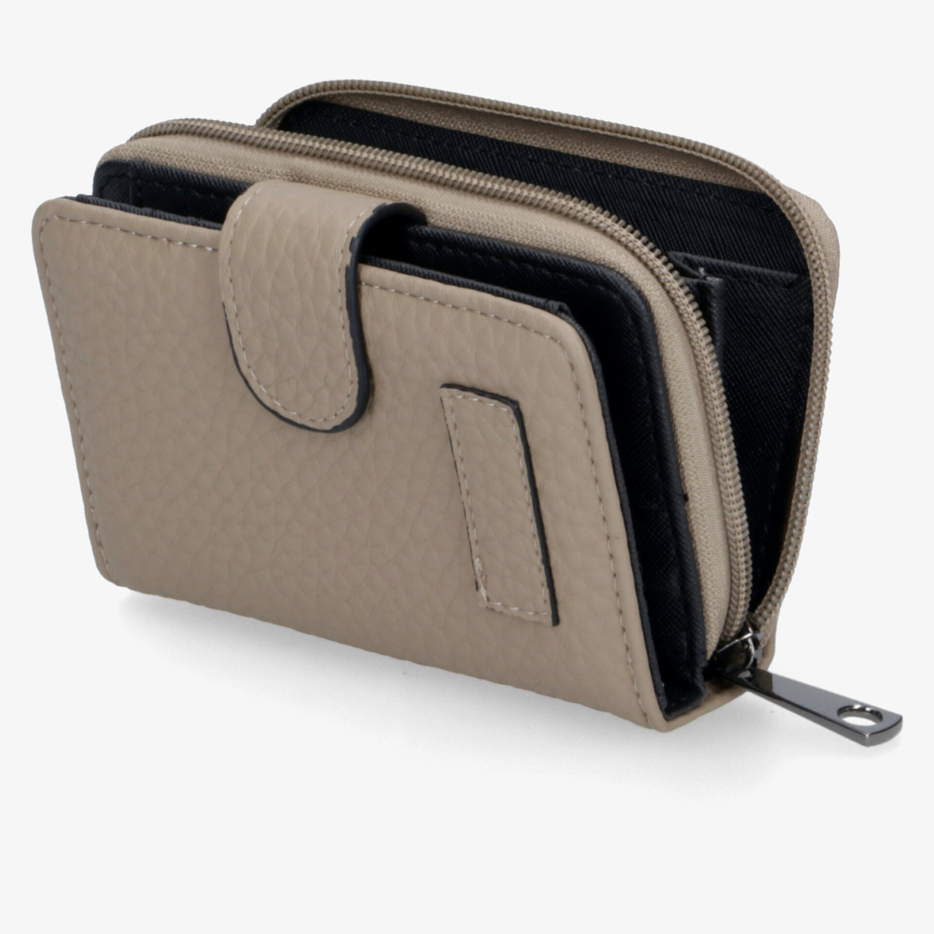 Komfortable kompakte Geldbörse mit Reißverschluss, mehreren Fächern und praktischem Verschluss für sichere Aufbewahrung.