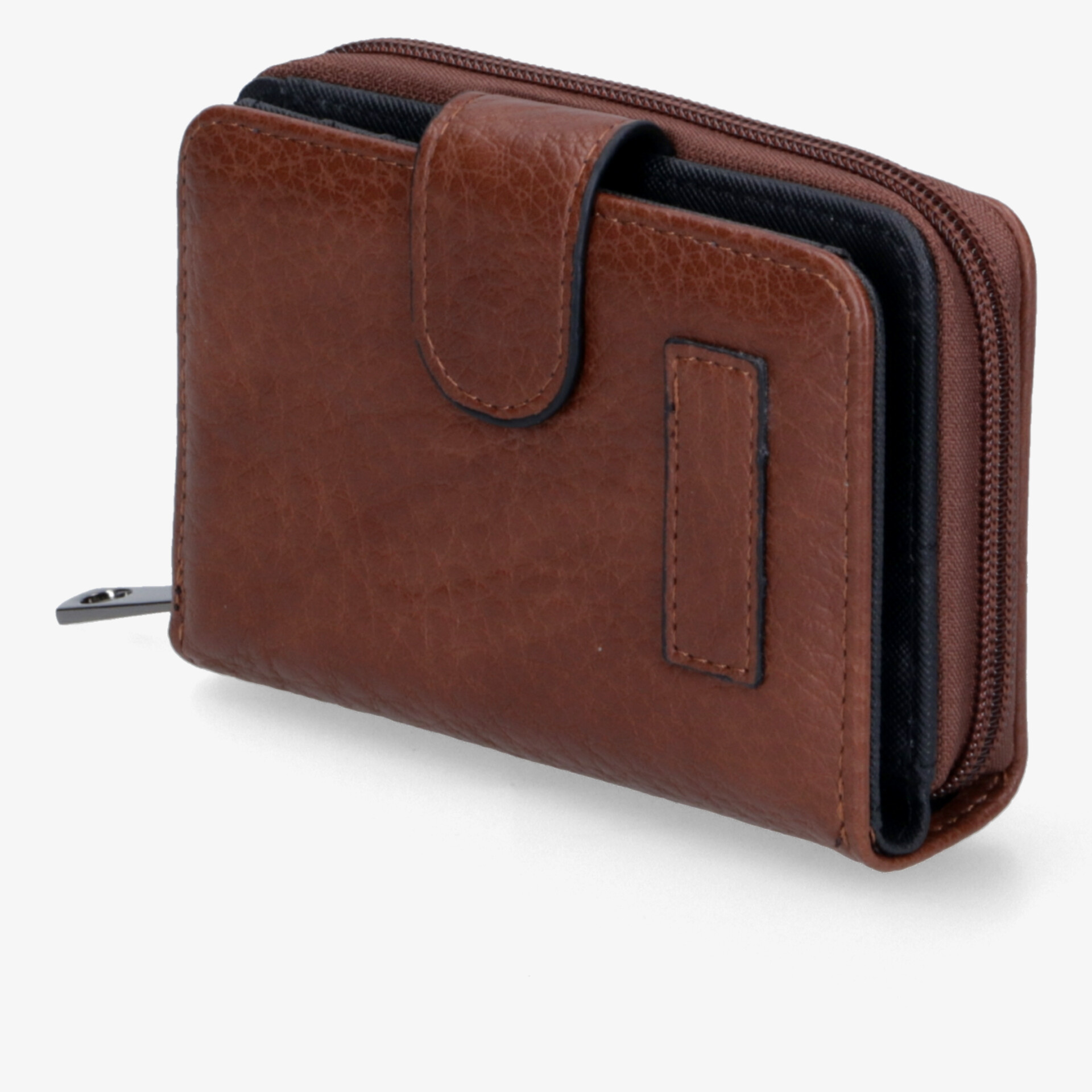 Kompakte braune Geldbörse mit Reißverschluss und praktischem Design für übersichtliche Aufbewahrung