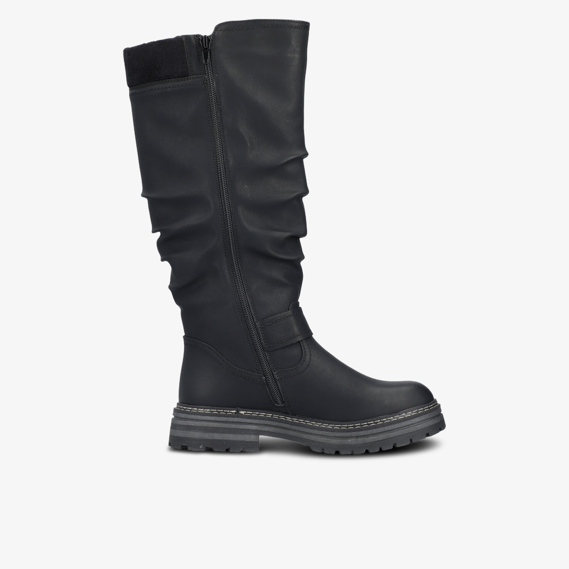 Robuster hoher Stiefel mit stabilem Halt und bequemer Passform, modernes Design und langlebige Profilsohle seitlich sichtbar