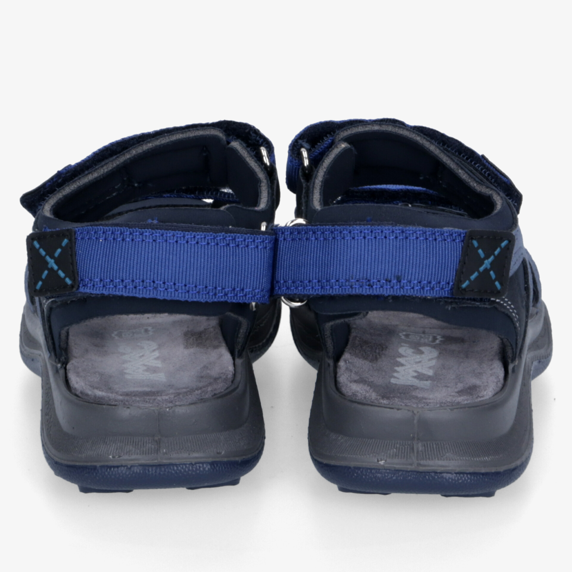 Robuste blaue Outdoor-Sandalen mit gepolsterten Riemen und verstellbaren, langlebigen Verschlüssen hinten