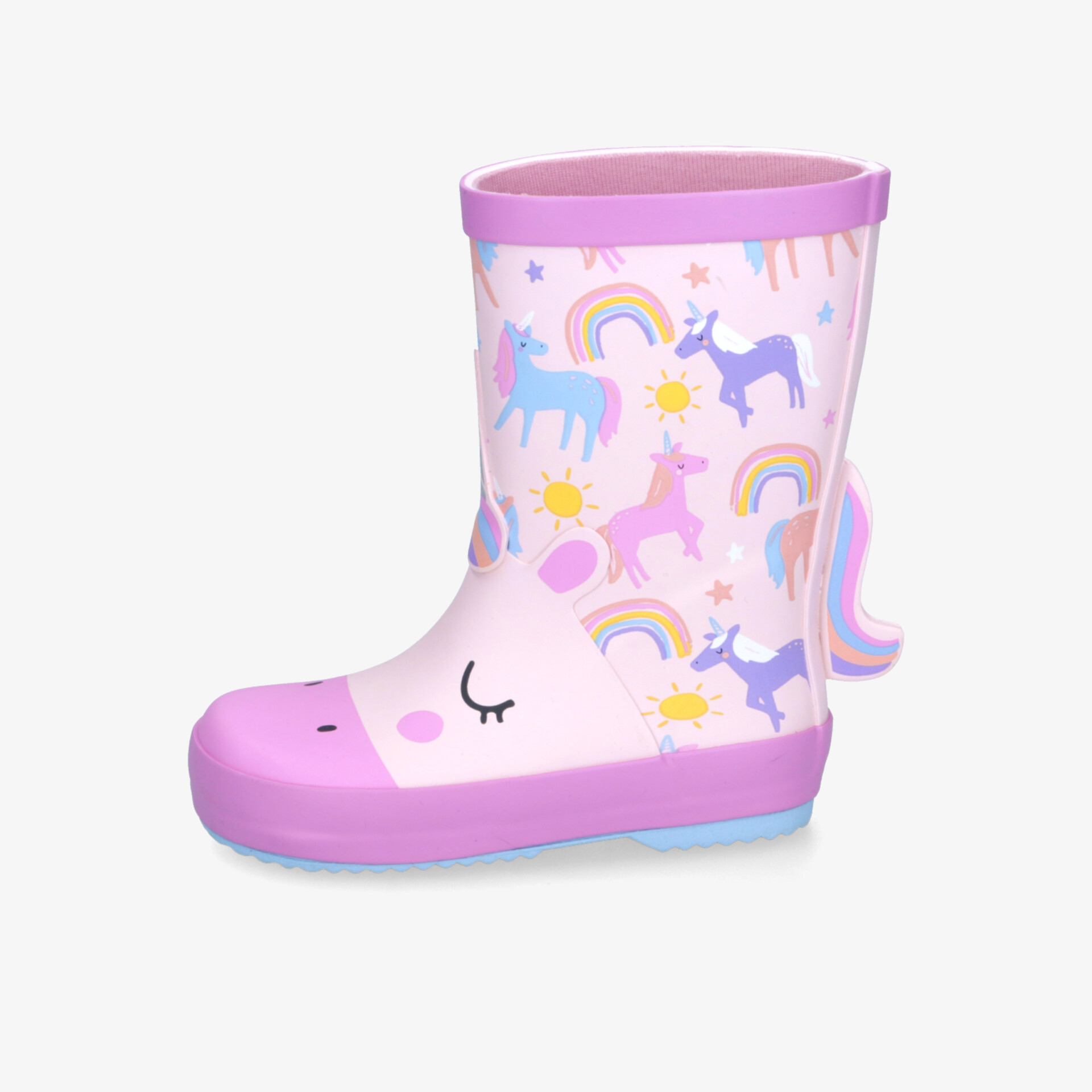 bunter Kinderregenstiefel mit Einhorn-Motiv, Regenbogenfarben, wasserdicht und rutschfest für sicheren Komfort