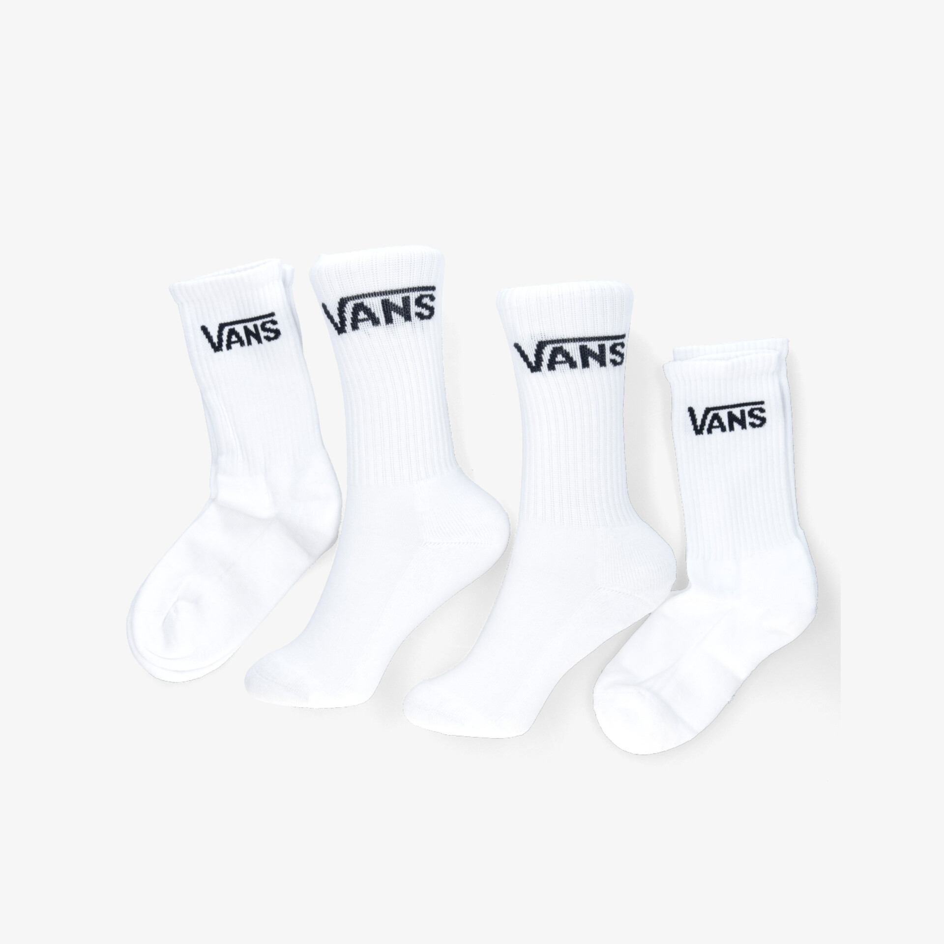Weißes Vans Socken-Set mit elastischem Komfort und gut sichtbarem Logo in klarer Draufsicht