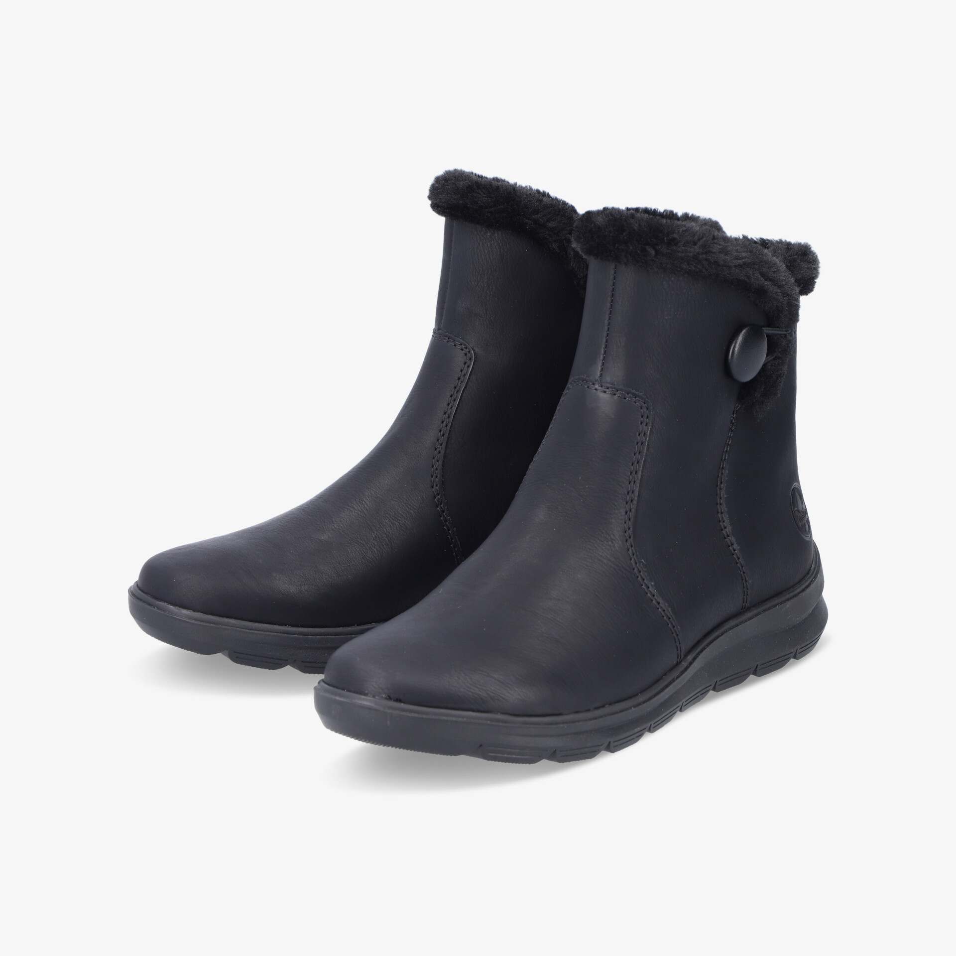 Schwarze Winterstiefel mit kuscheligem Innenfutter und praktischem Knopfverschluss für komfortablen, sicheren Halt