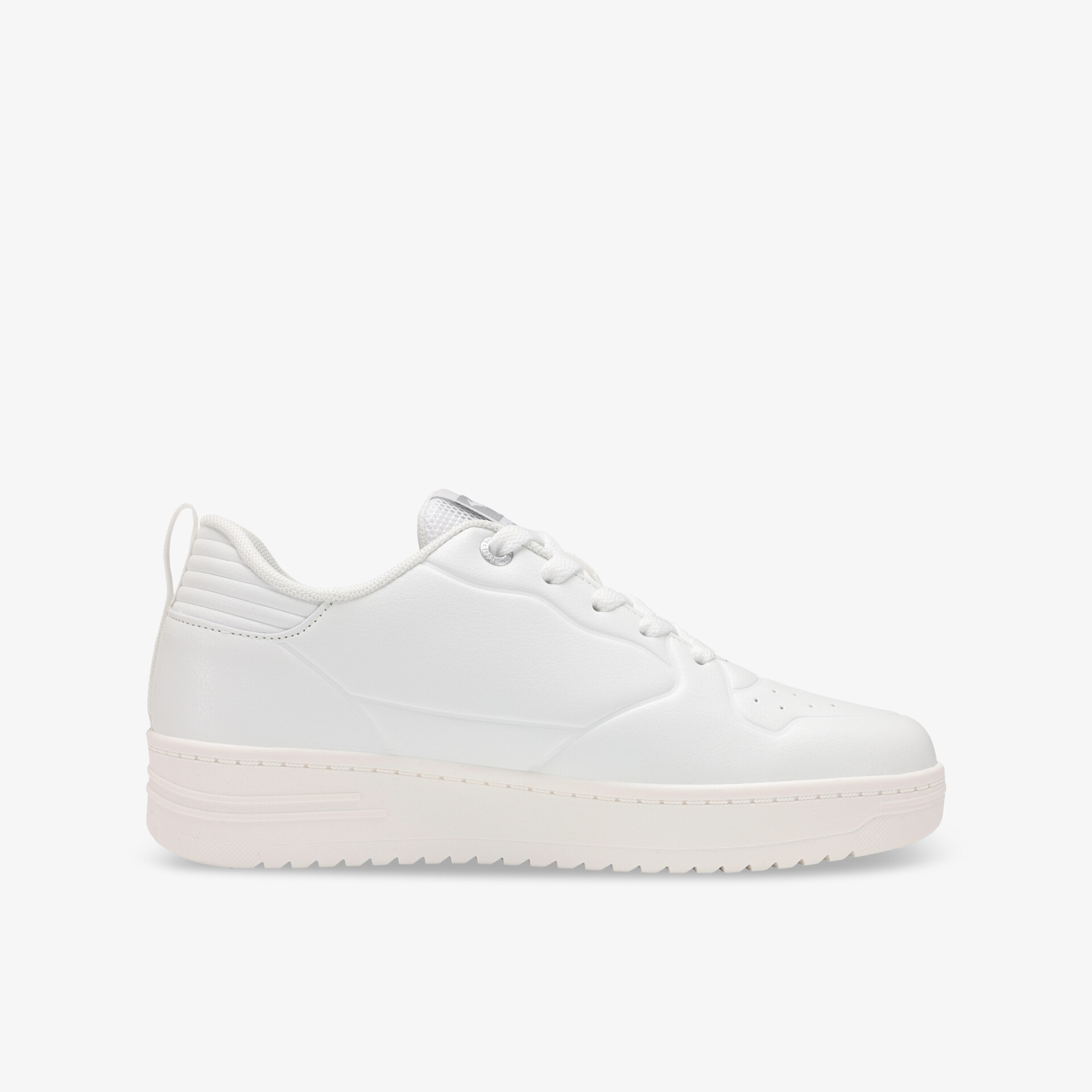 Weißer Sneaker in klarer Seitenansicht mit moderner Form und sportlichem Design, ideal für Komfort und Alltag