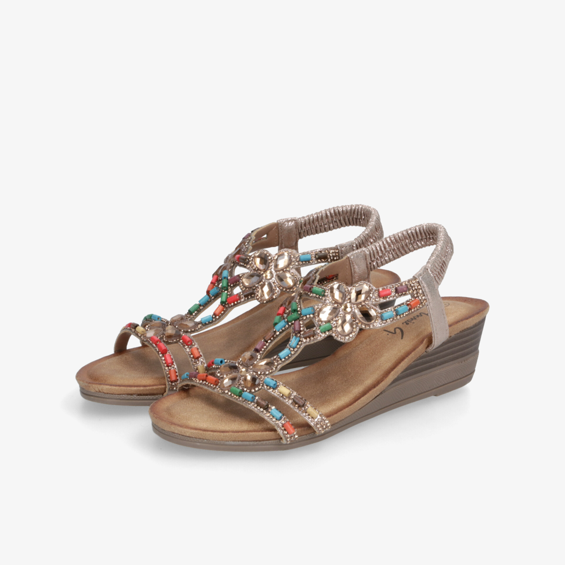 Bequeme Sandalen mit bunten Verzierungen und verstellbaren Riemen, gepolsterte Sohle für angenehmen Tragekomfort