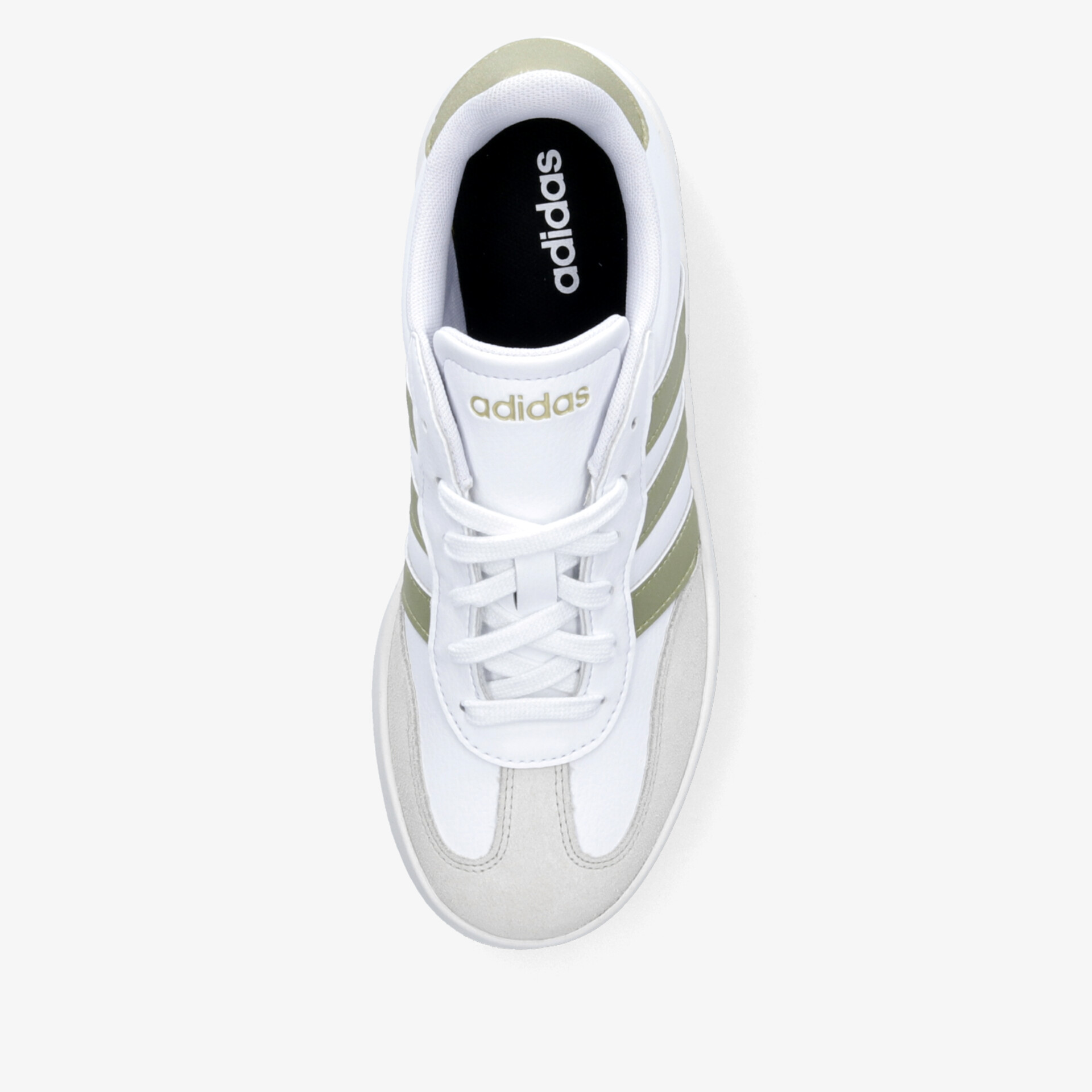 Weißer adidas Sneaker mit bequemer Passform, atmungsaktivem Material und leichter Sohle in Draufsicht