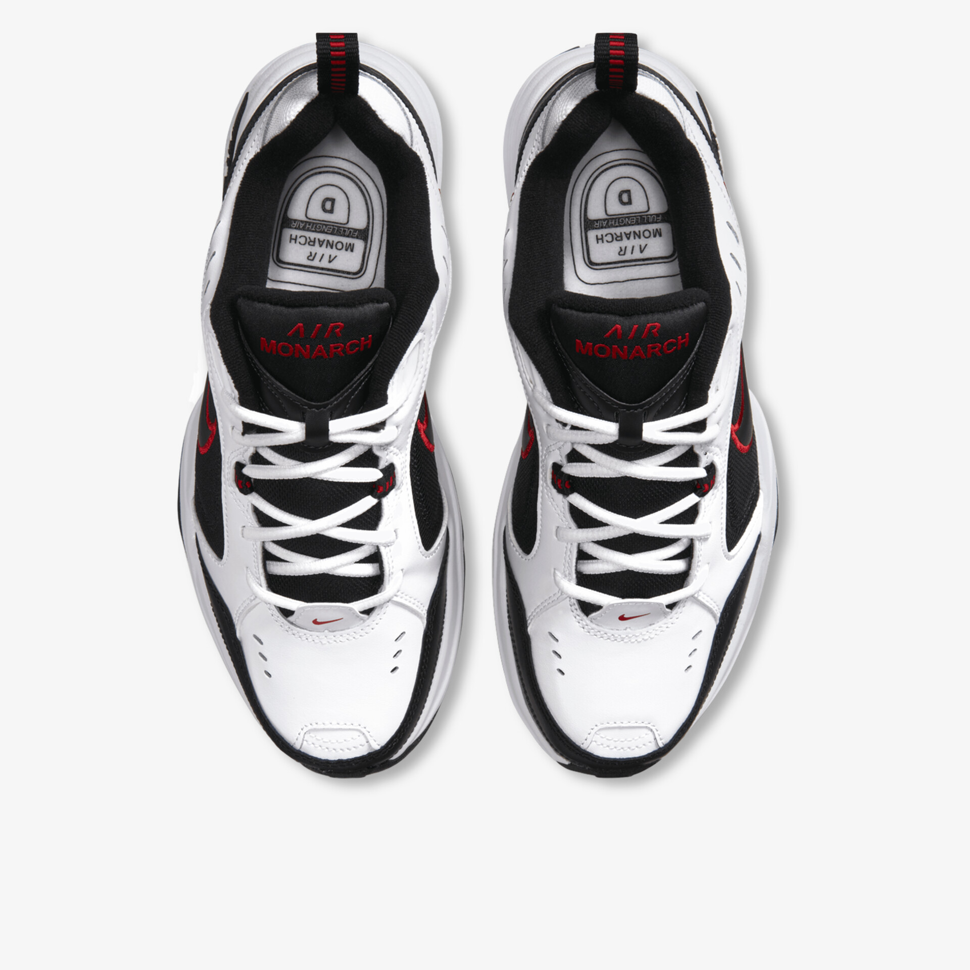 Modische Sneaker in Weiß, Schwarz und Rot von oben, ideal für Alltag und Sport.