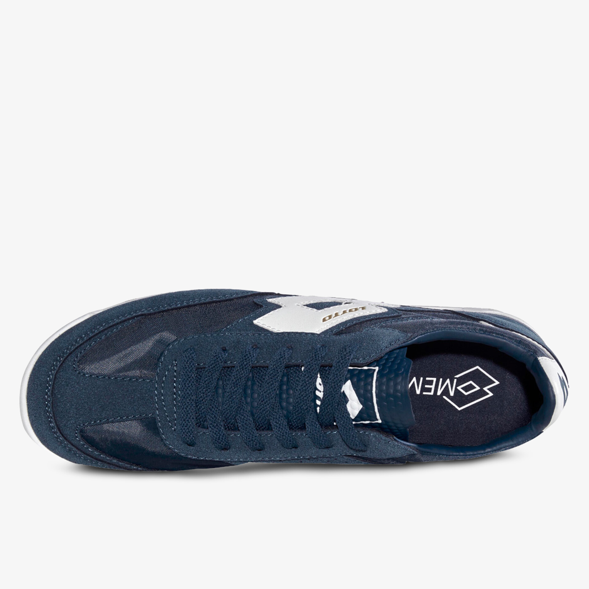 Moderner Sneaker mit atmungsaktivem Material und sportlichem Design in Dunkelblau.