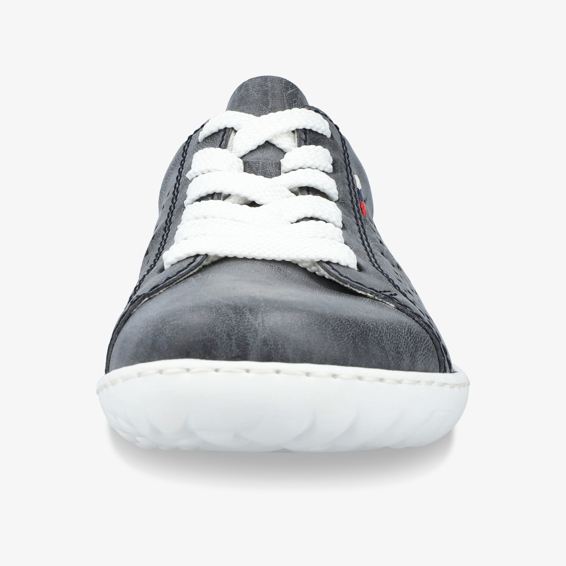 Sportlicher Schuh mit leicht profilierter, weißer Sohle und komfortablem Obermaterial in dunkelgrau