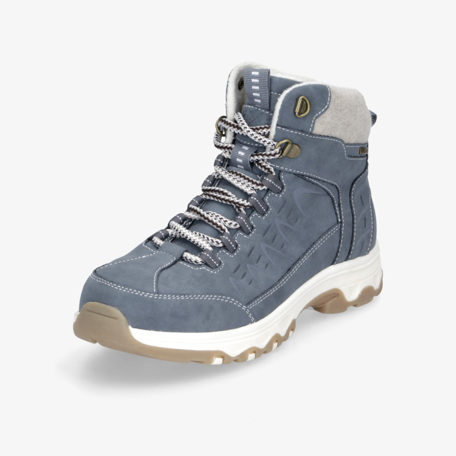 Robuster, komfortabler Wanderschuh mit atmungsaktivem Material und rutschfester Sohle in Grau-Blau