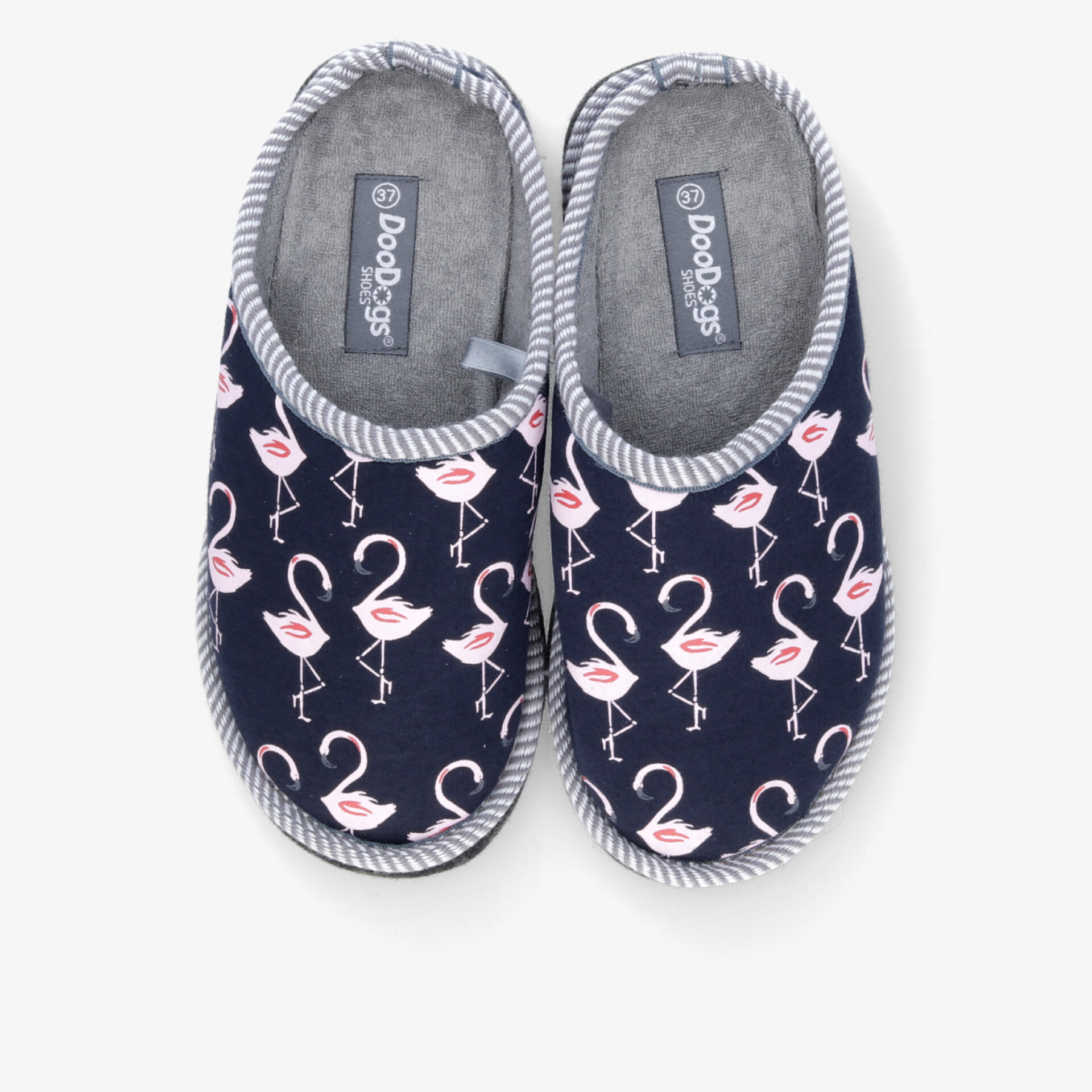 Bequeme, weiche Hausschuhe mit warmem Innenfutter und dekorativem Flamingo Muster, rutschfeste Sohle für sicheren Halt
