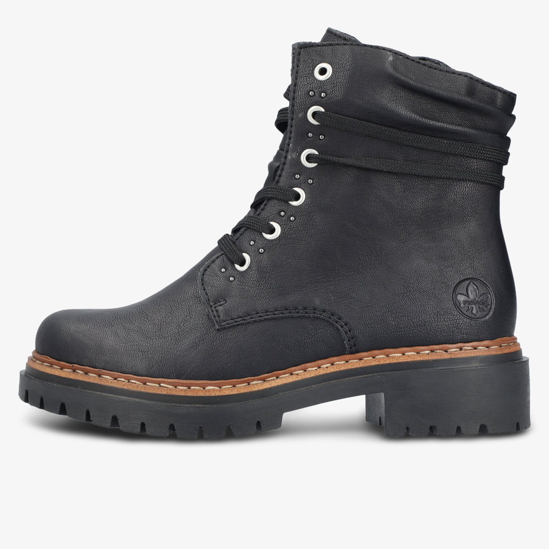 Robuster Schnürstiefel mit profilierter Sohle und hochwertiger Lederoptik für komfortables und modisches Tragen.