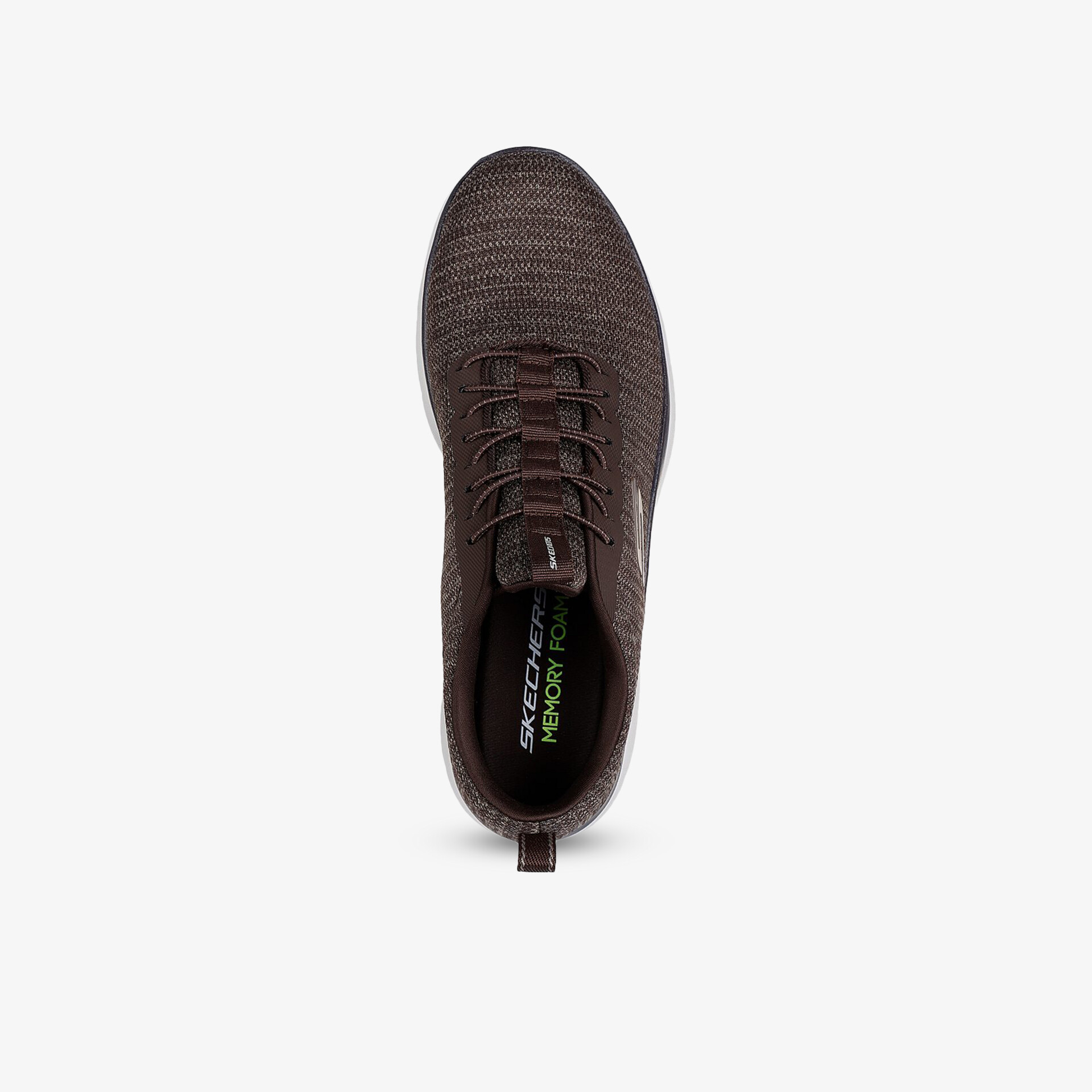 Moderner brauner Sneaker aus leichtem Stoff mit flexibler Sohle und bequemer Passform, Draufsicht