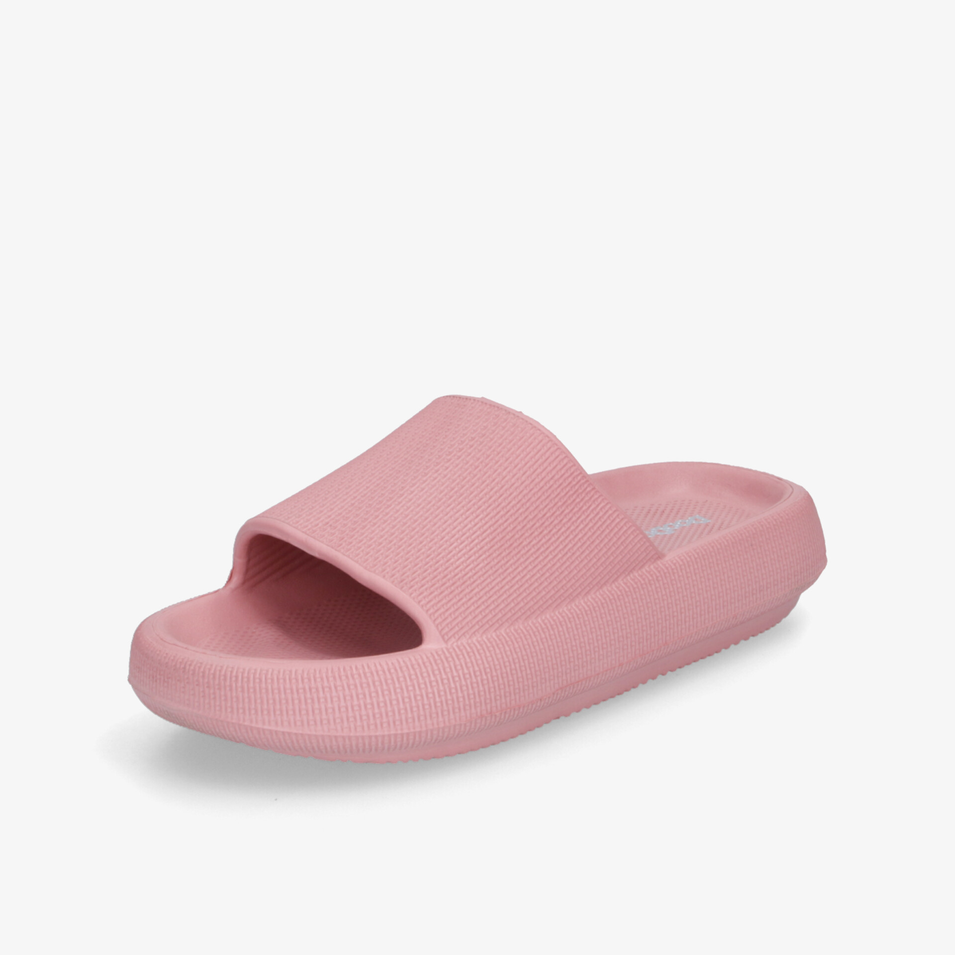 Rosa Badelatsche mit einfachem Riemen, gepolsterter Innensohle und rutschfester Sohle für hohen Tragekomfort