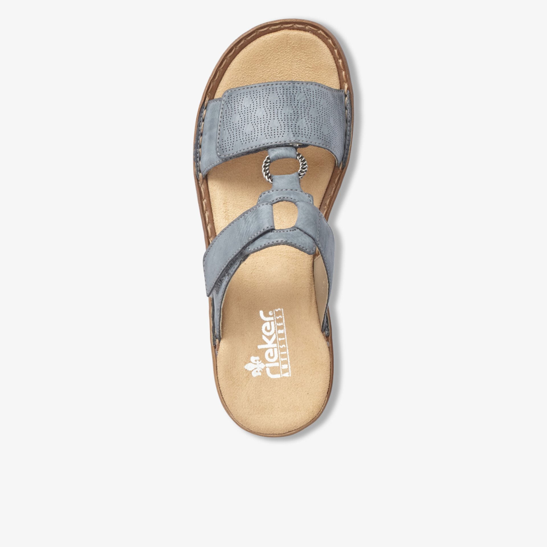 Leichte blaue Sandale mit weichem Fußbett und komfortablen Riemen, ideales Freizeit-Schuhwerk