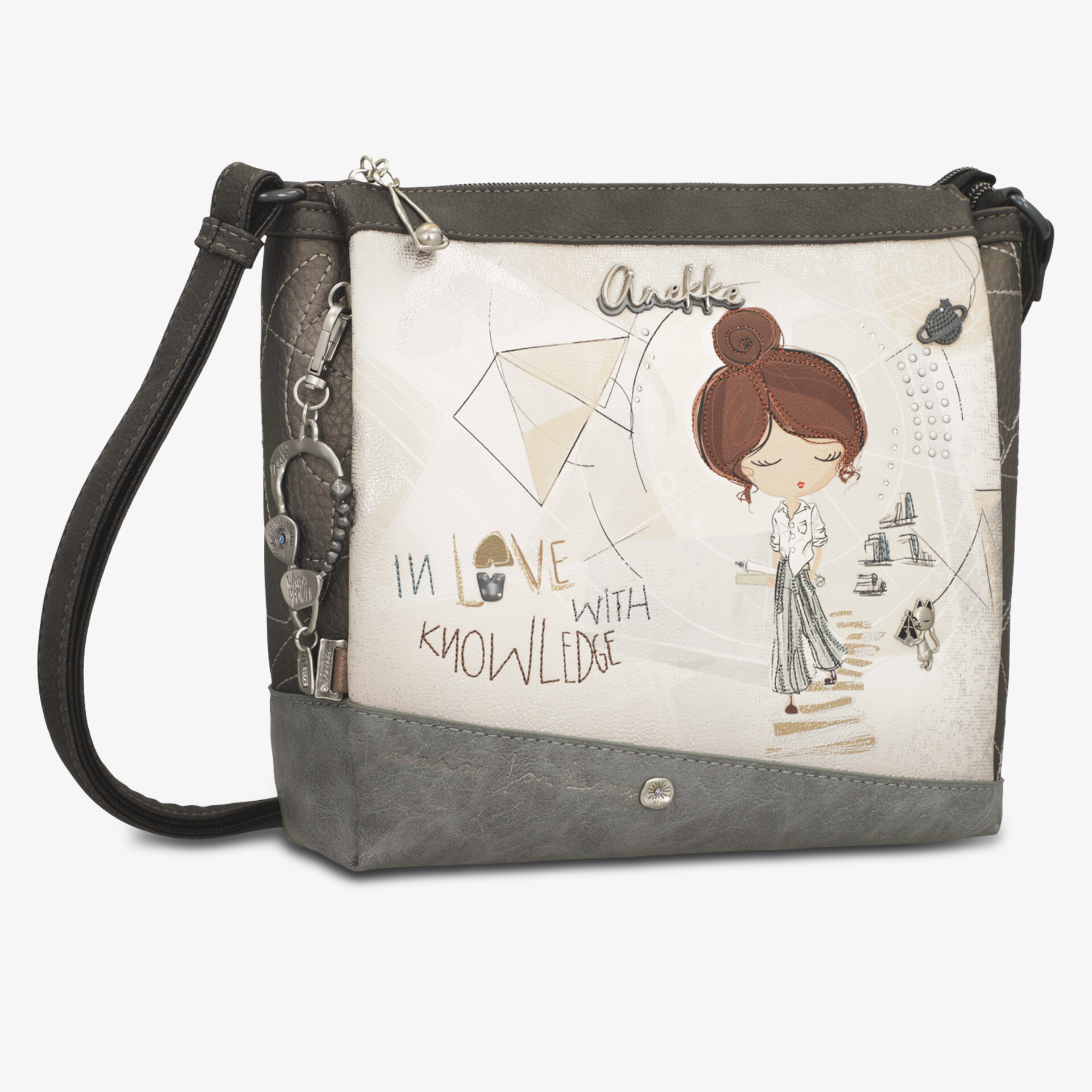 Modische Umhängetasche mit kreativer Illustration und praktischem Trageriemen, weiches Material, handliches Format