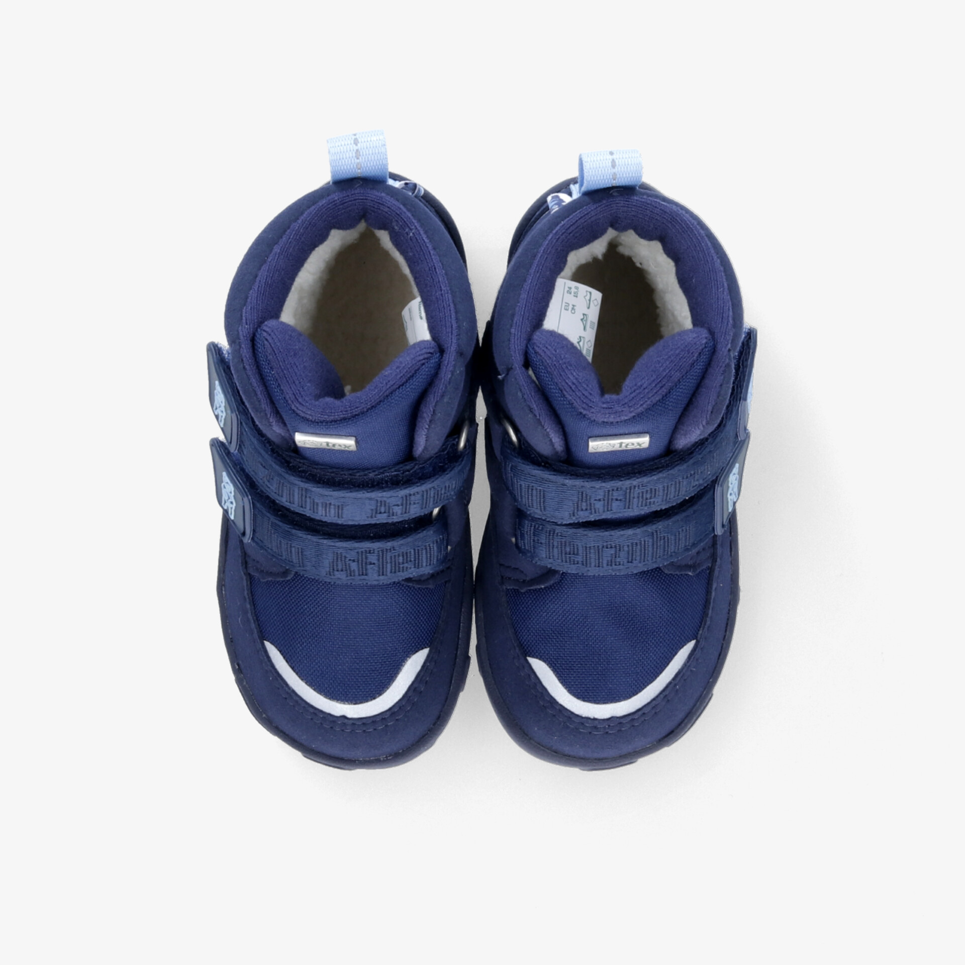 Robuste dunkelblaue Kinderschuhe mit verstellbarem Klettverschluss und rutschfester Sohle, bequem und flexibel