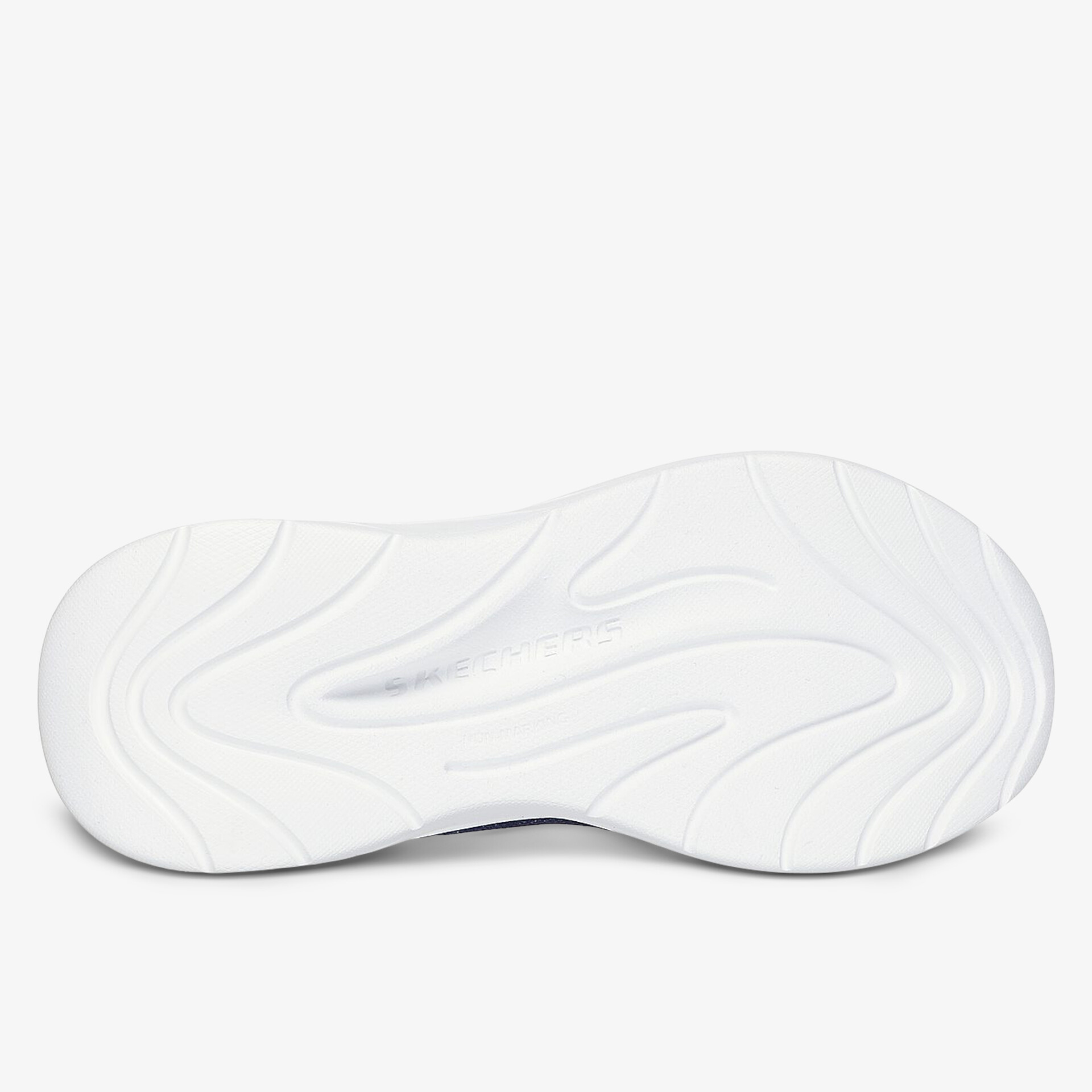 Rutschfeste weiße Sohle eines sportlichen Schuhs