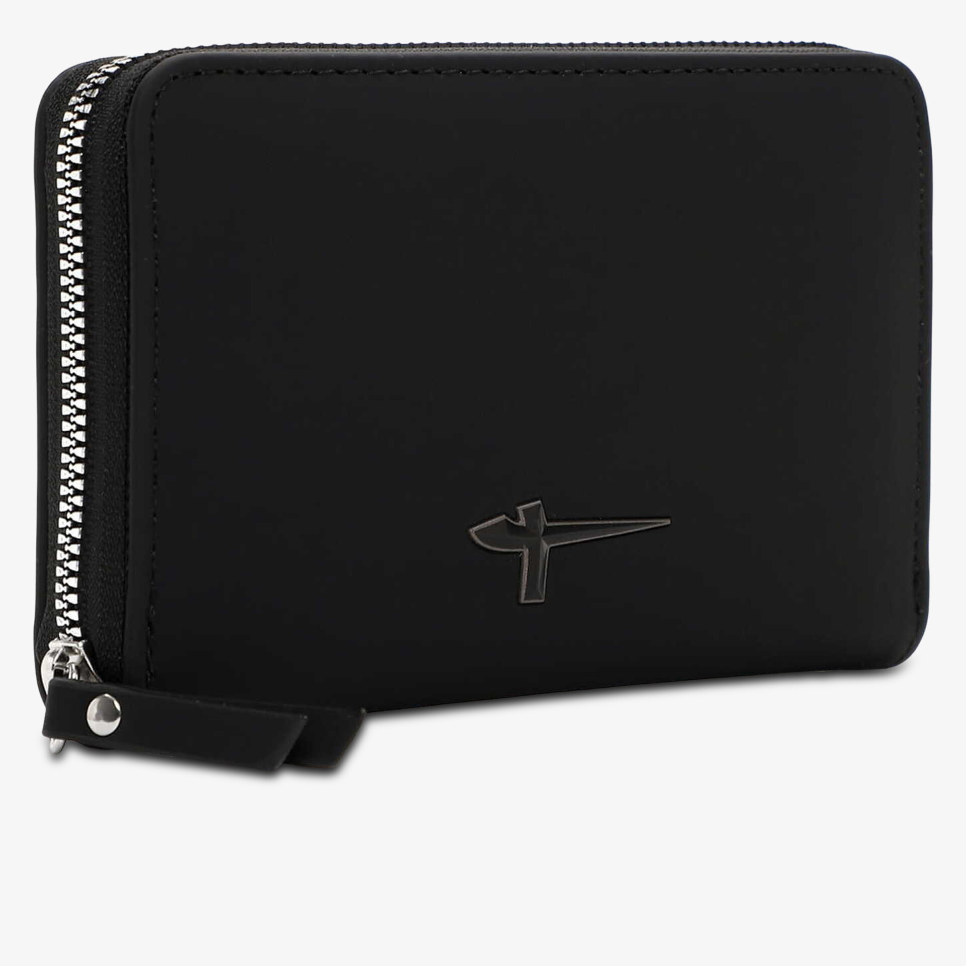 Elegante, kompakte schwarze Geldbörse mit hochwertigem Reißverschluss und schlichtem, robustem Design