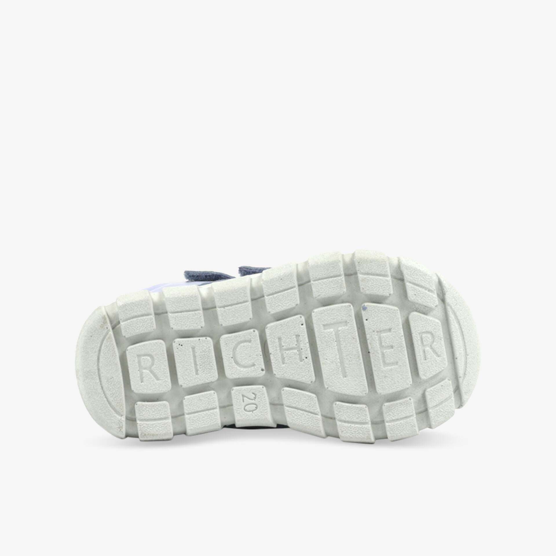 Weiße Schuhsohle mit griffigem Profil, rutschfest und robust, bietet Komfort und Flexibilität